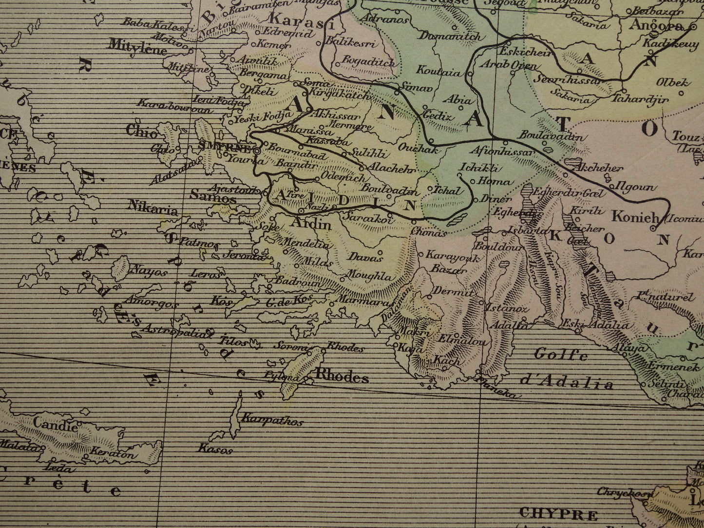 TURKIJE Oude kaart uit het jaar 1896 historische landkaart Ottomaanse Rijk antieke vintage kaarten