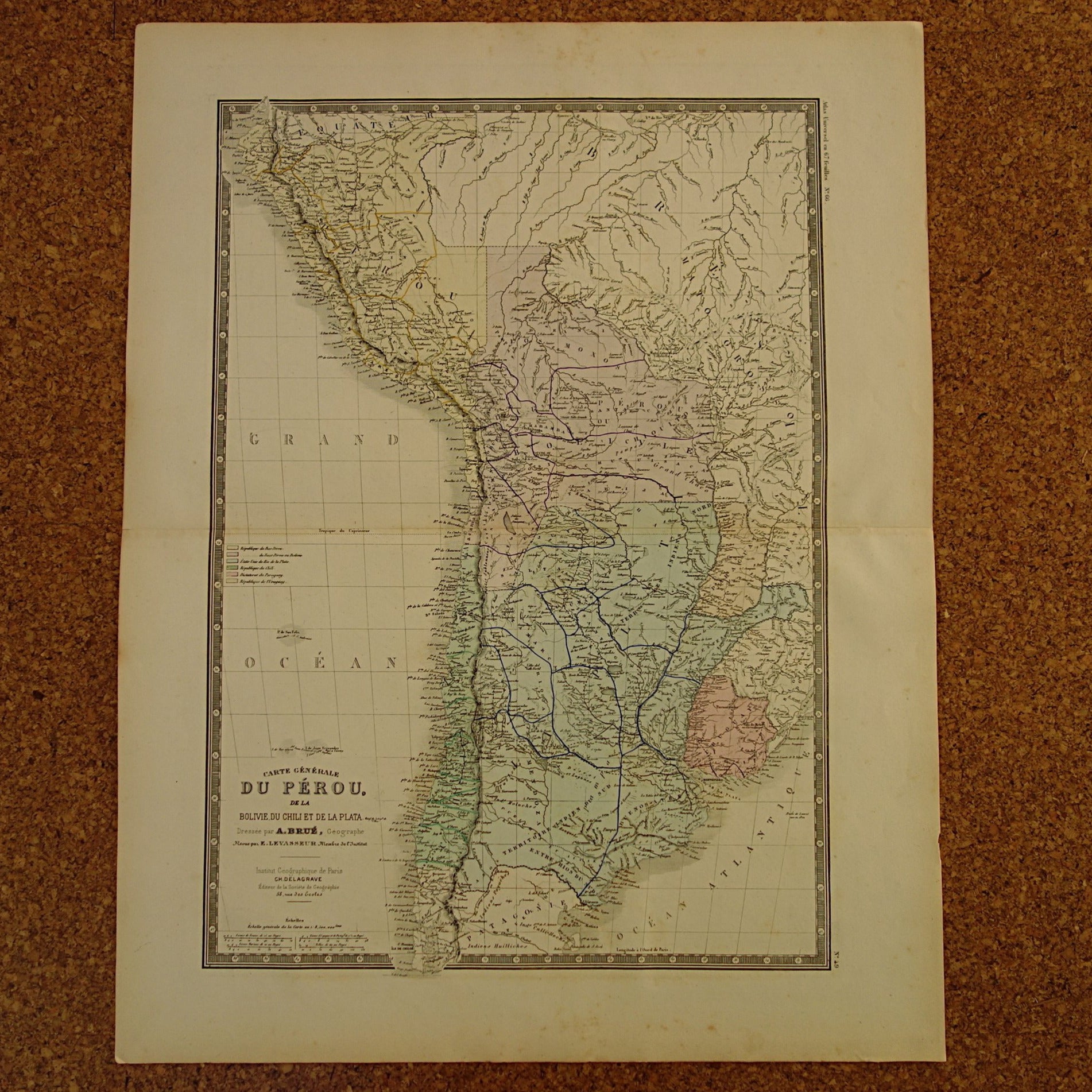 carte générale du Pérou de la Bolivie, du Chili et de la Plata Brue