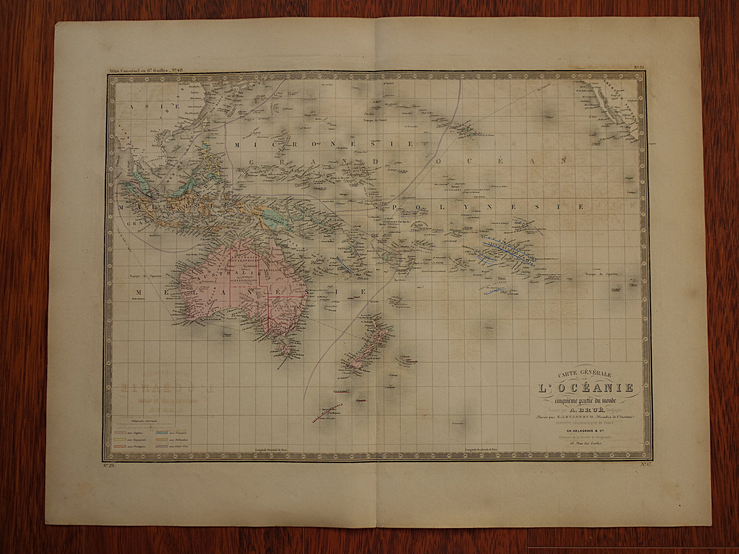 OCEANIË antieke kaart van Australië Nieuw-Zeeland 145+ jaar oude landkaart van Oceanie continent met Indonesië Grote originele vintage historische kaarten