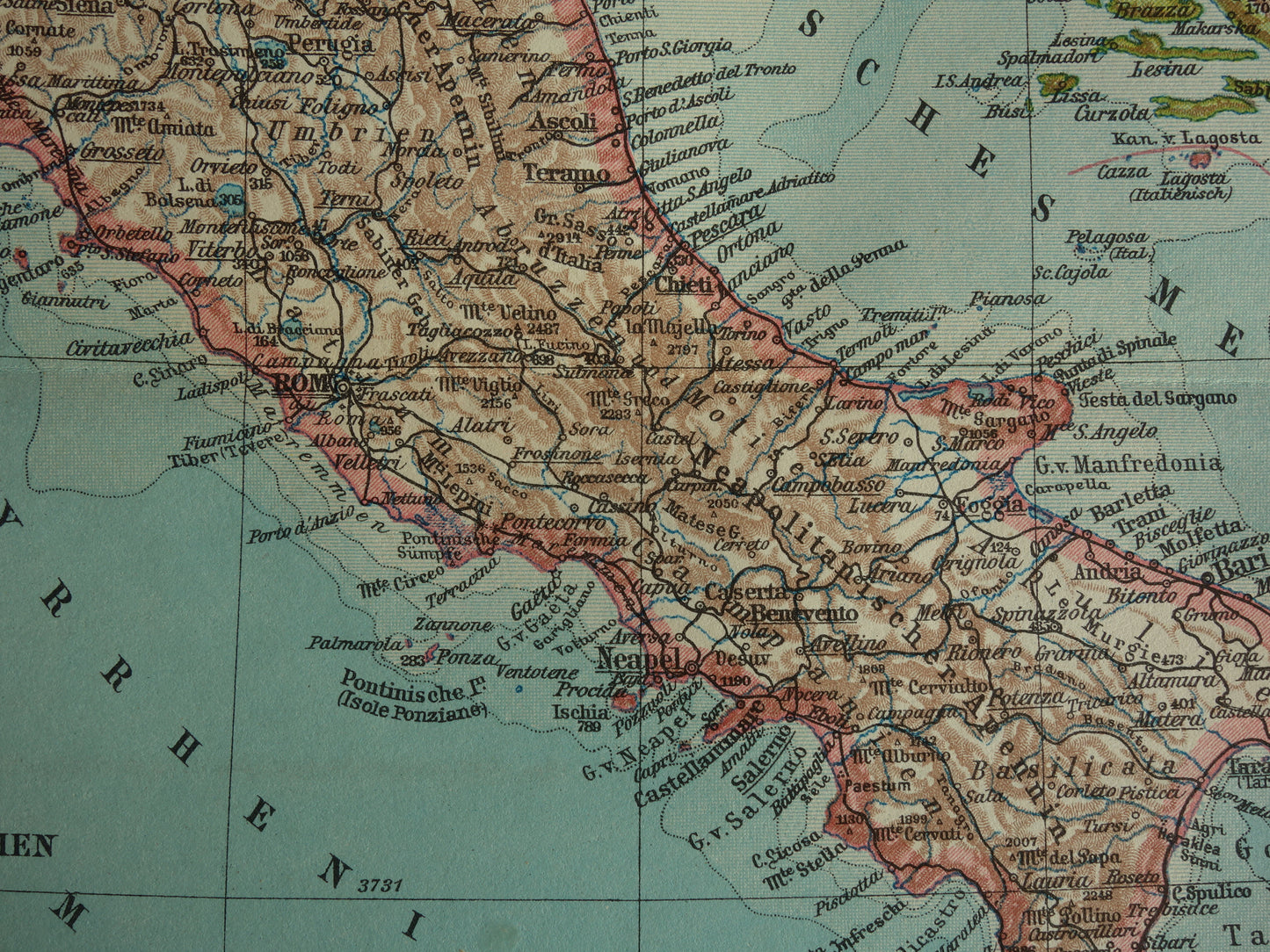 Oude landkaart van ITALIË uit 1928 originele vintage kaart Rome