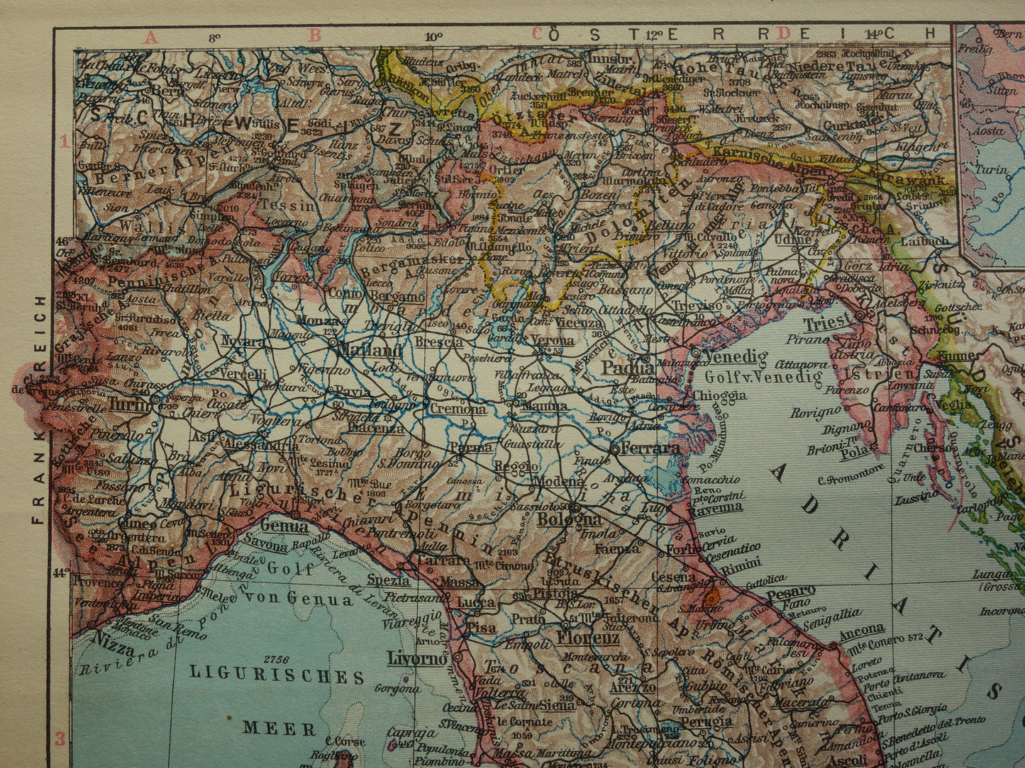 historische landkaart van Italie in 1928
