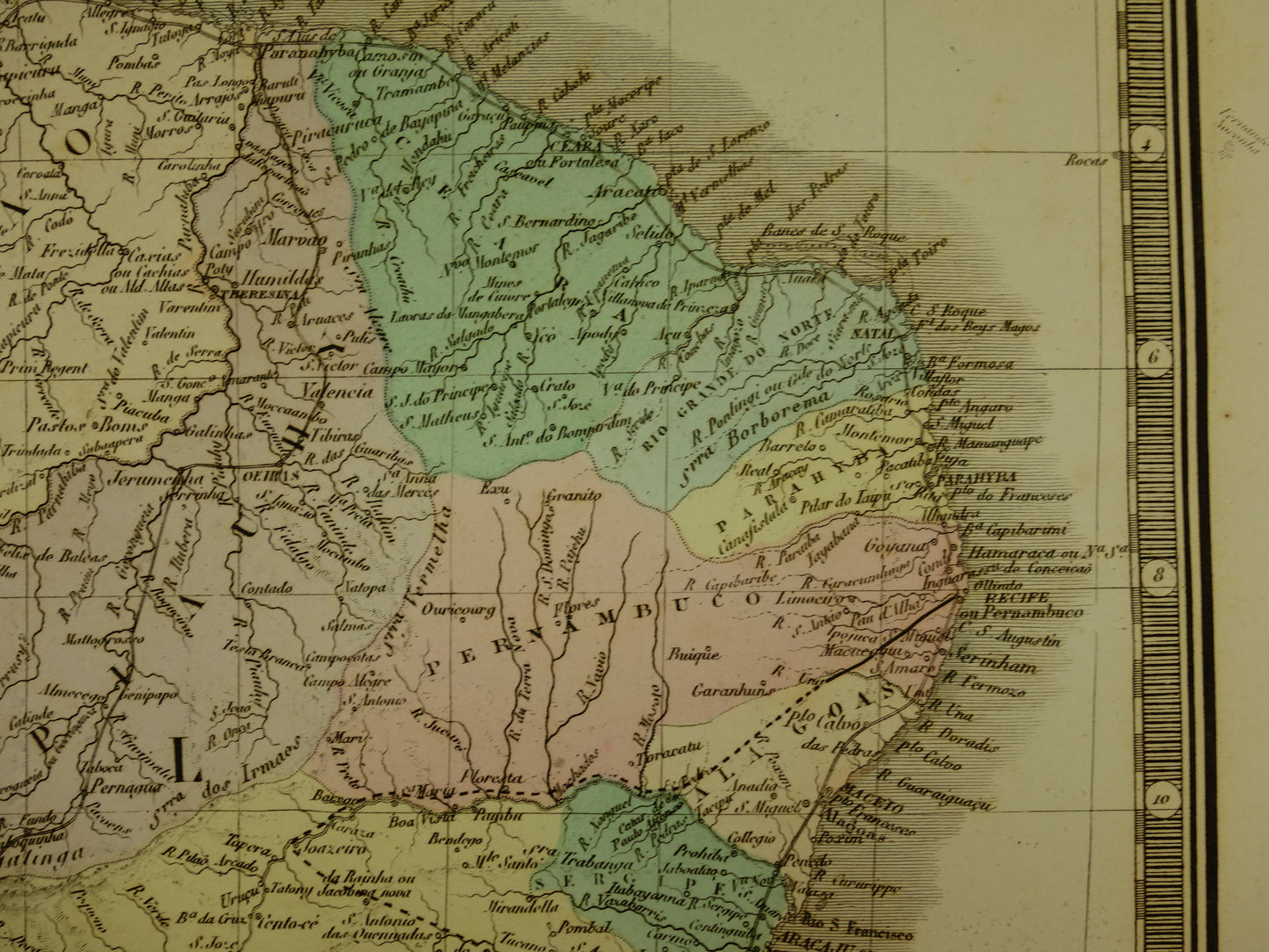 BRAZILIË Antieke kaart van Brazilië uit 1876 Originele oude grote landkaart vintage poster Rio de Janeiro