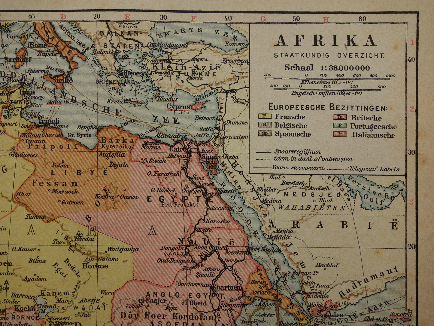 Oude kaart van Afrika uit 1916 originele antieke landkaart van Afrika continent oude Nederlandse kaarten
