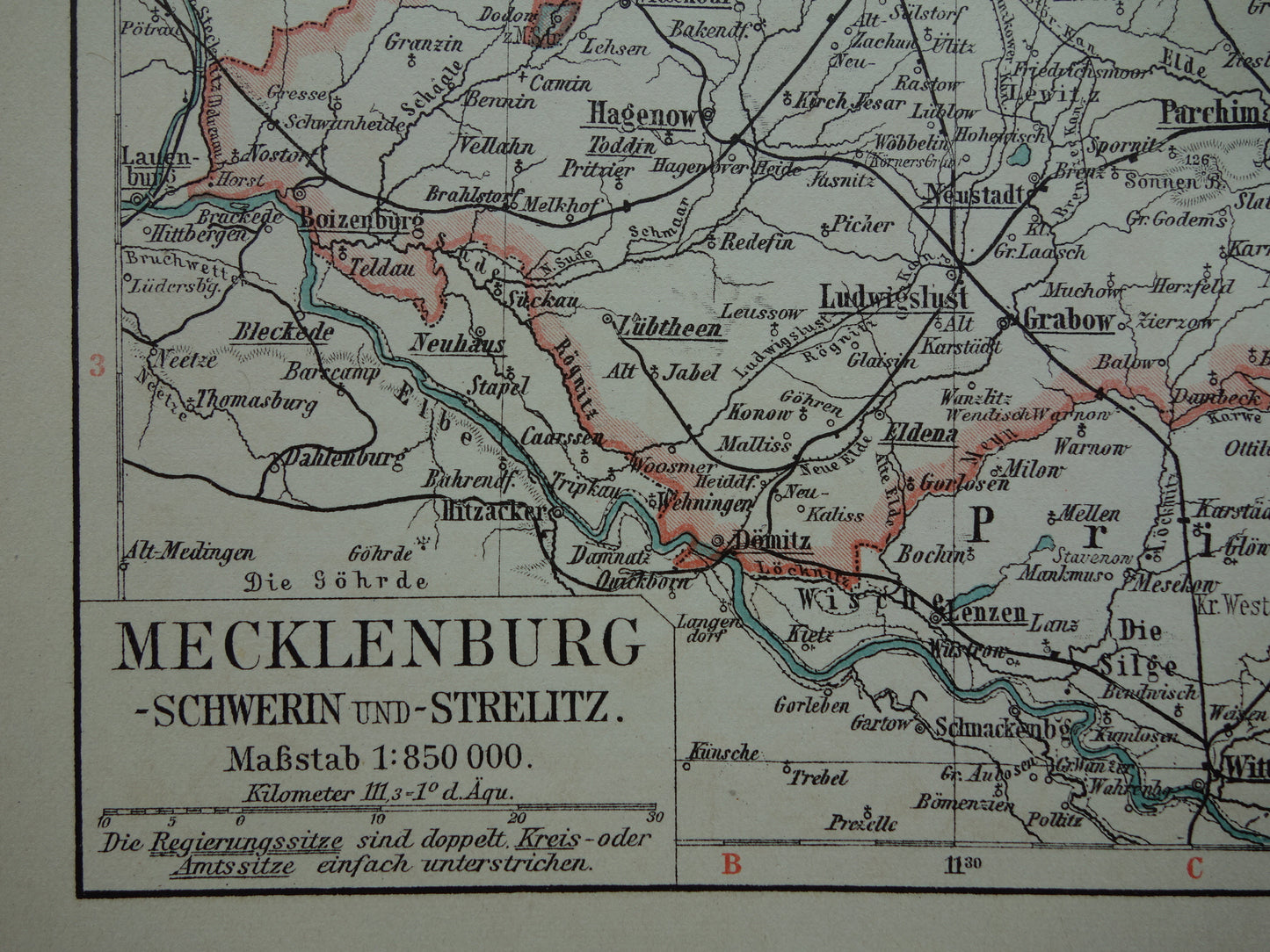 Mecklenburg oude historische antieke kaart landkaart kopen