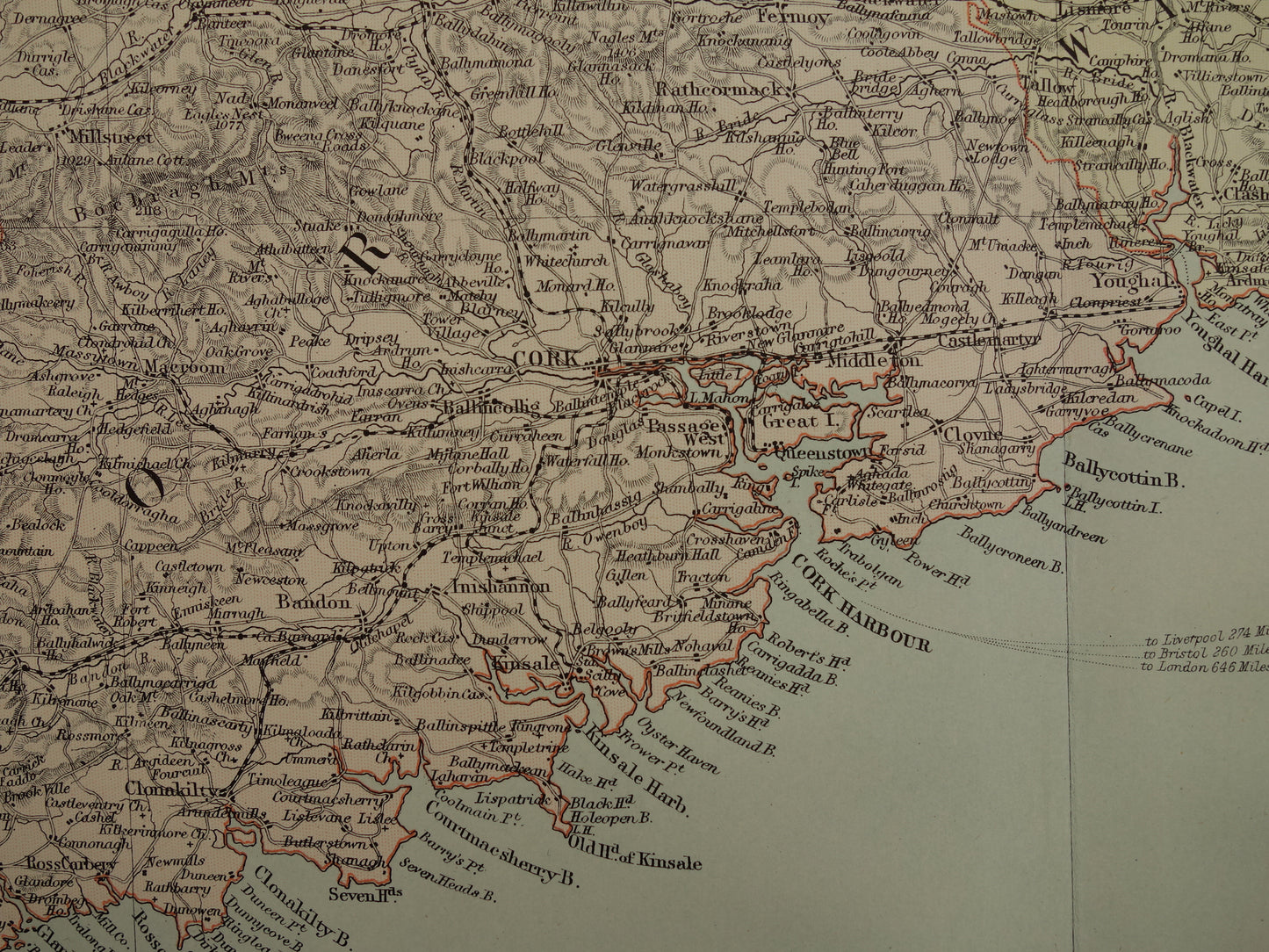 cork ierland 1890 kaart landkaart winkel