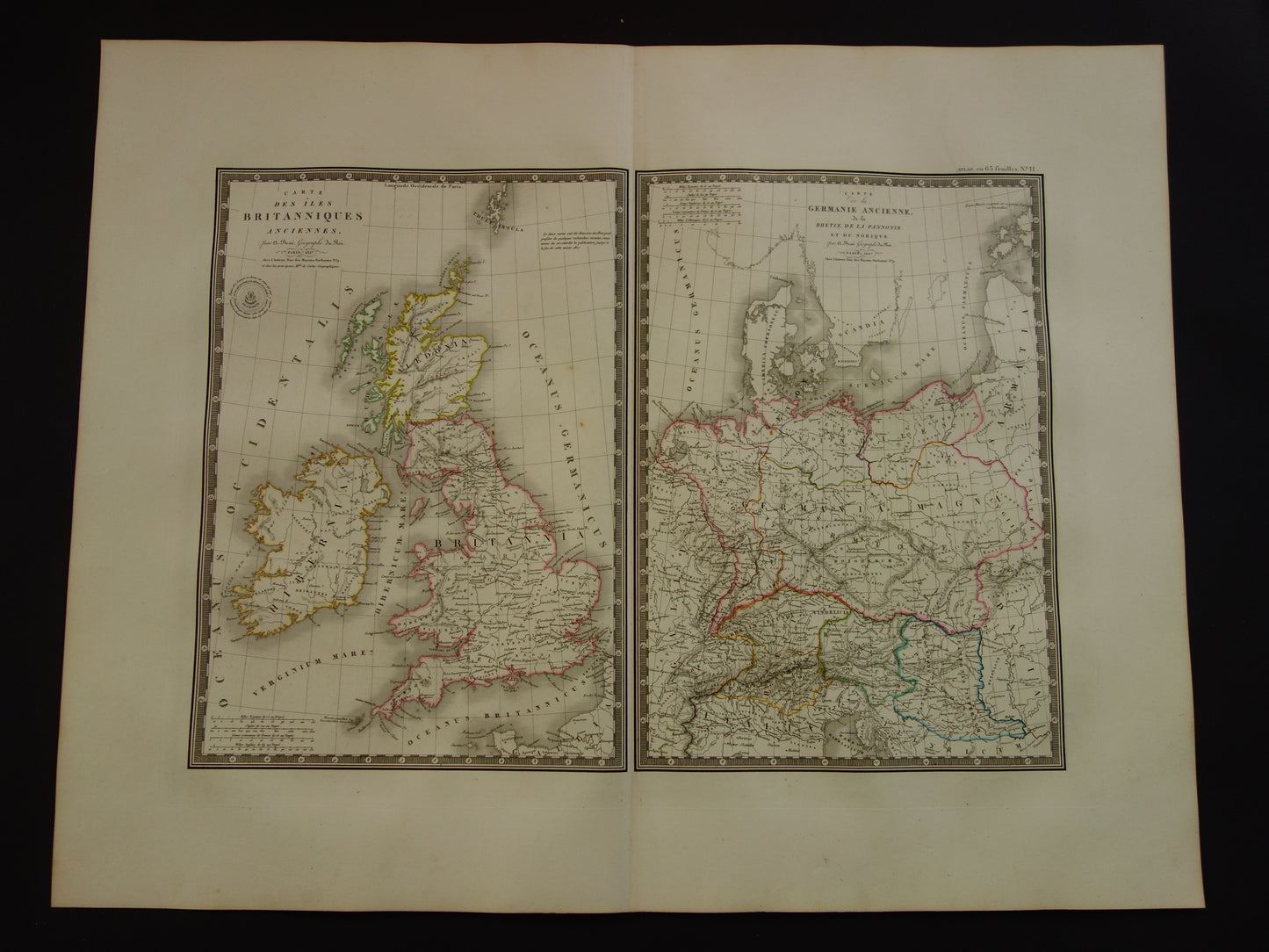 Groot-Brittanië en Duitsland in de Romeinse tijd antieke landkaart centraal Europa Germania Britannia Hibernia