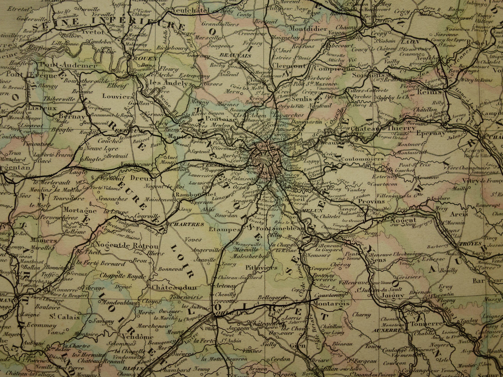 prachtige zeer grote antieke landkaart van Frankrijk te koop