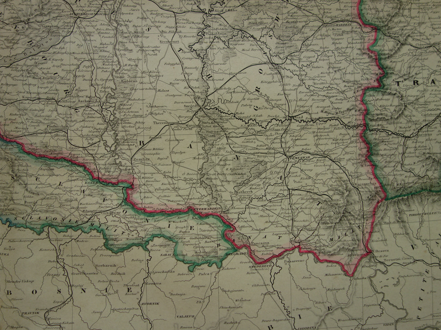 Oude kaart van Oostenrijk-Hongarije Zeer grote originele antieke handgekleurde landkaart Tsjechië Kroatië Slovenië vintage kaarten