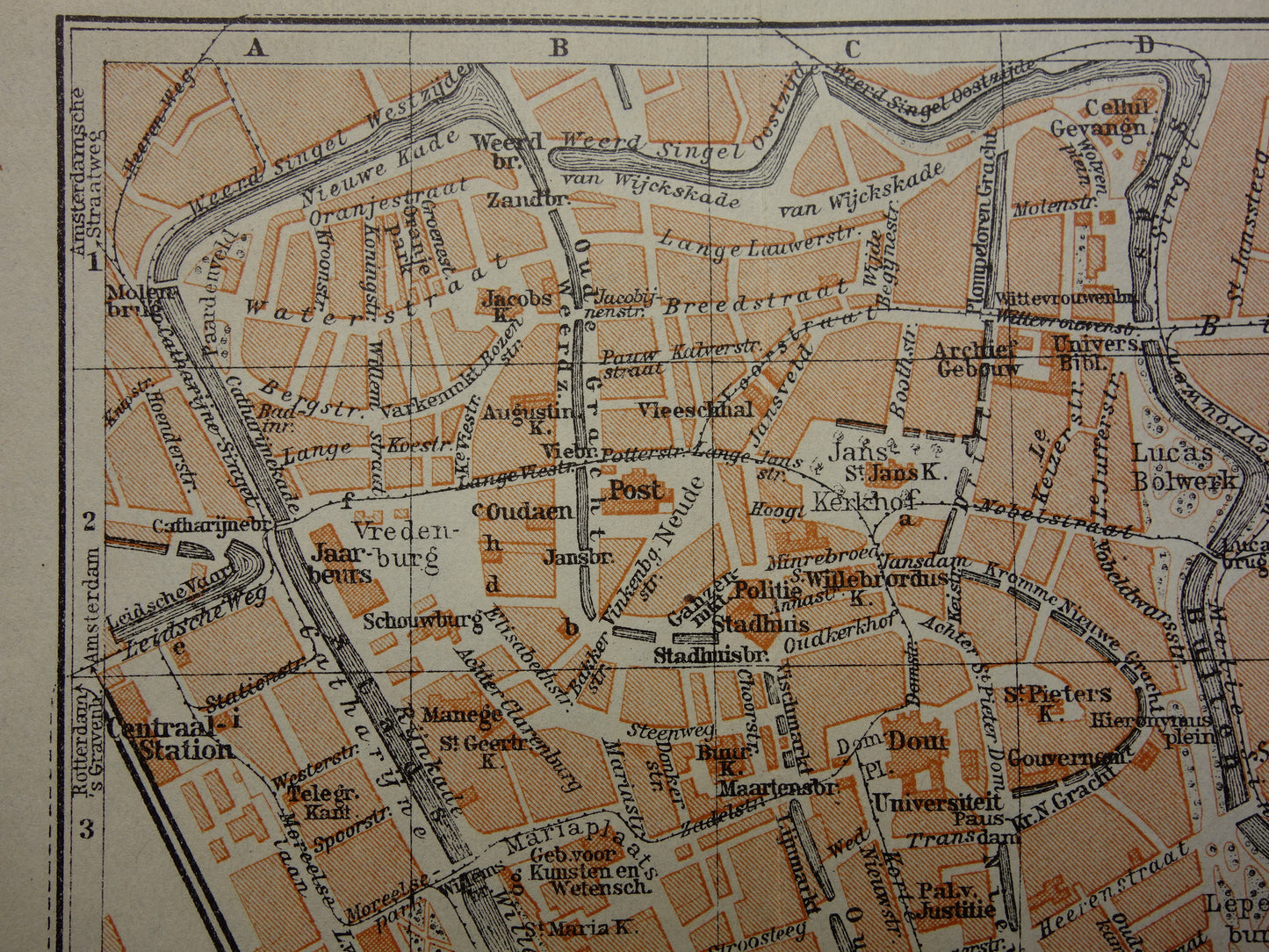 UTRECHT oude kaart van Utrecht uit 1927 kleine originele antieke plattegrond vintage landkaart