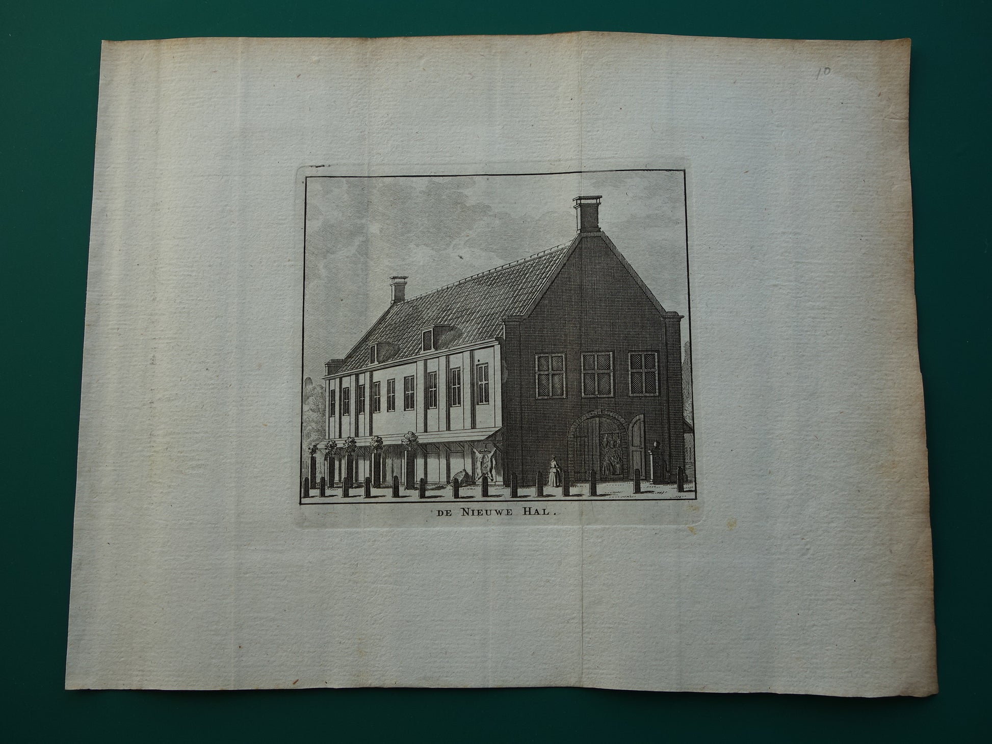 Oude prent van de Nieuwe Hal Rembrandtplein in Amsterdam Originele antieke gravure Vleeshal Botermarkt Historisch stadsgezicht Vintage Print