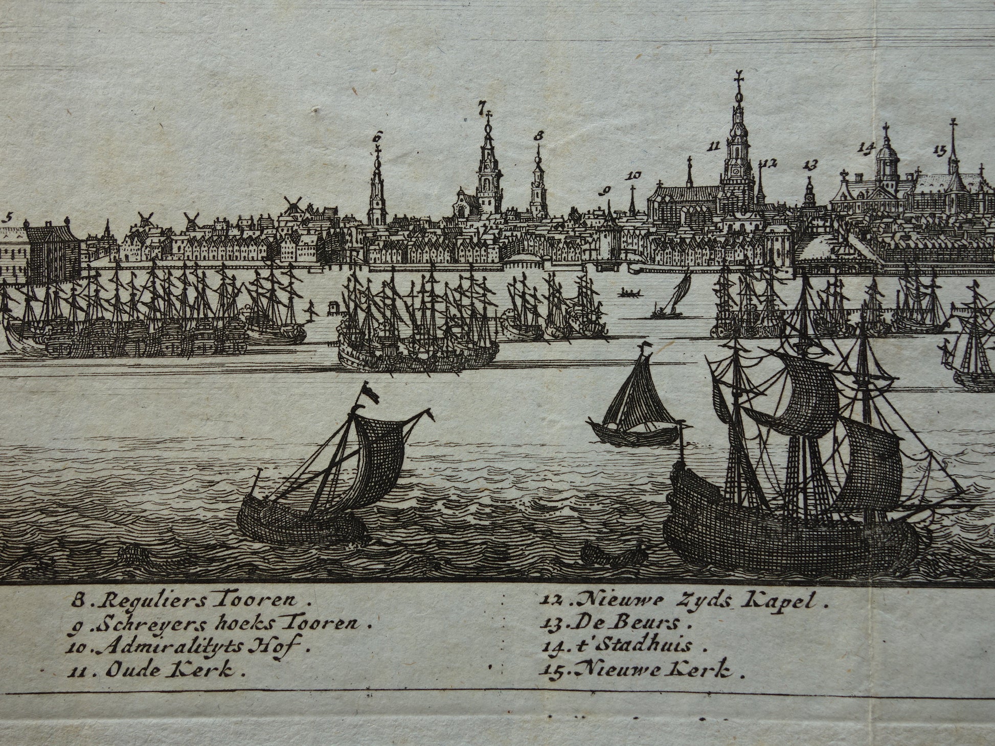 Oude prenten van Amsterdam Haven Panorama