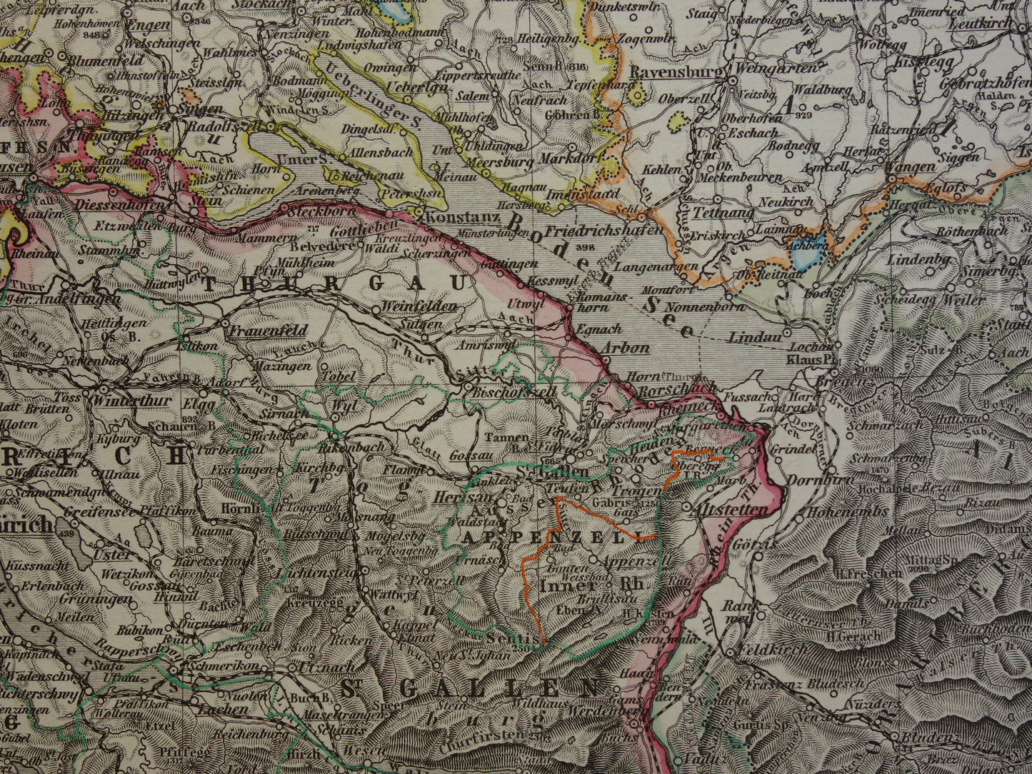 antieke kaart Zwitserland om in te lijsten