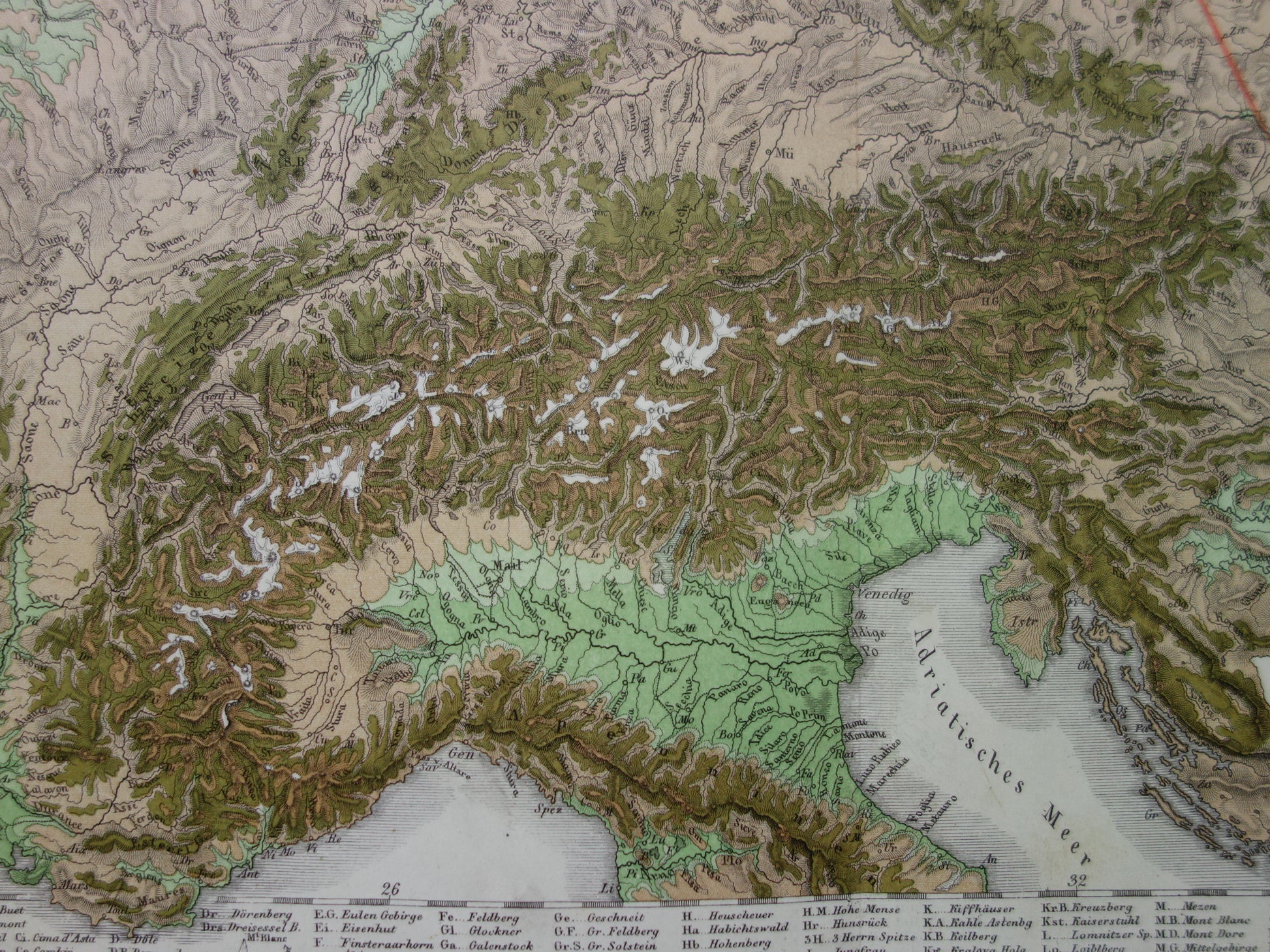 vintage hoogtekaart landkaarten Alpen te koop