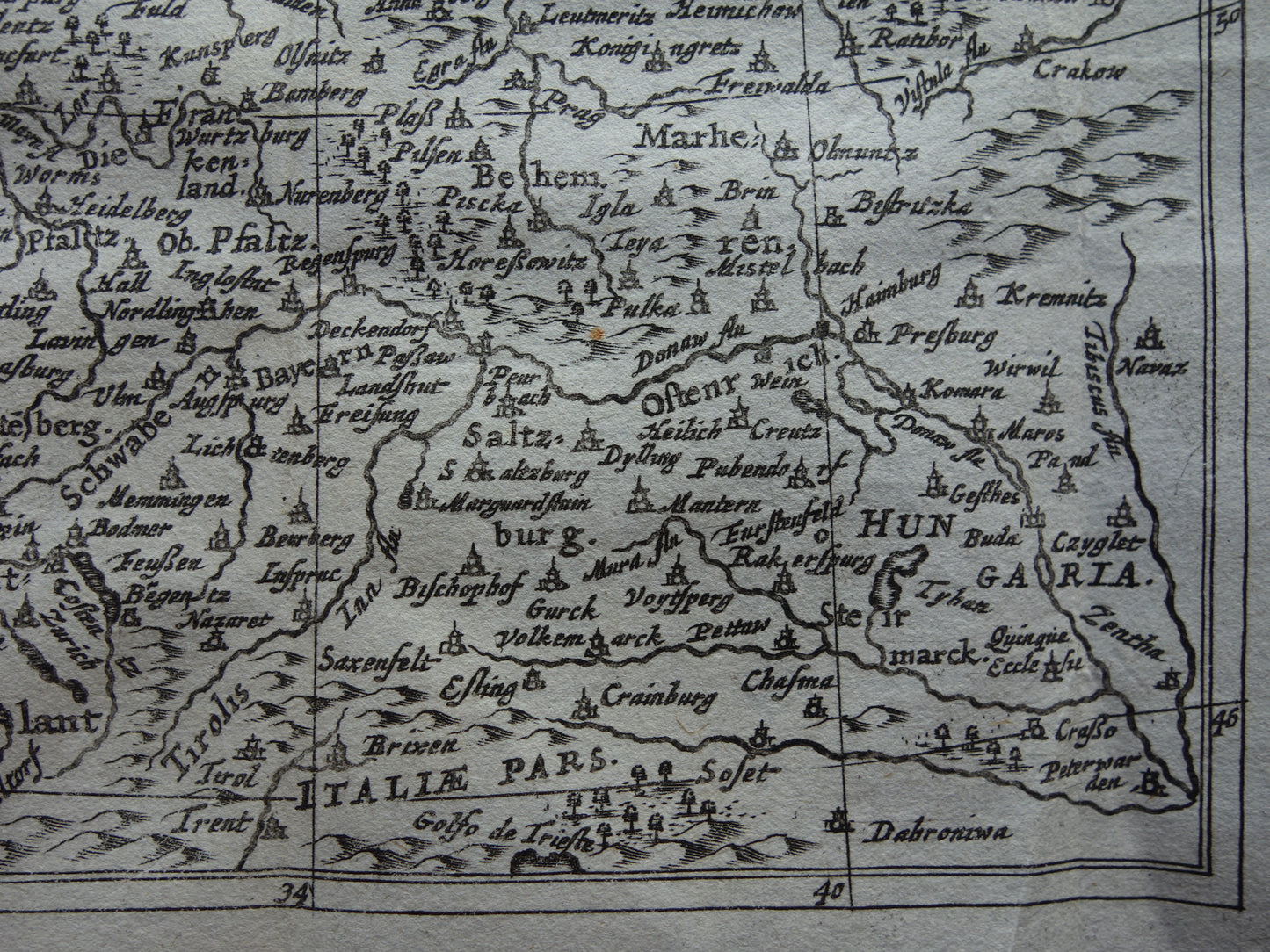 DUITSLAND 360+ jaar oude kaart van Duitsland 1661 originele antieke Nederlandse landkaart zeer klein formaat