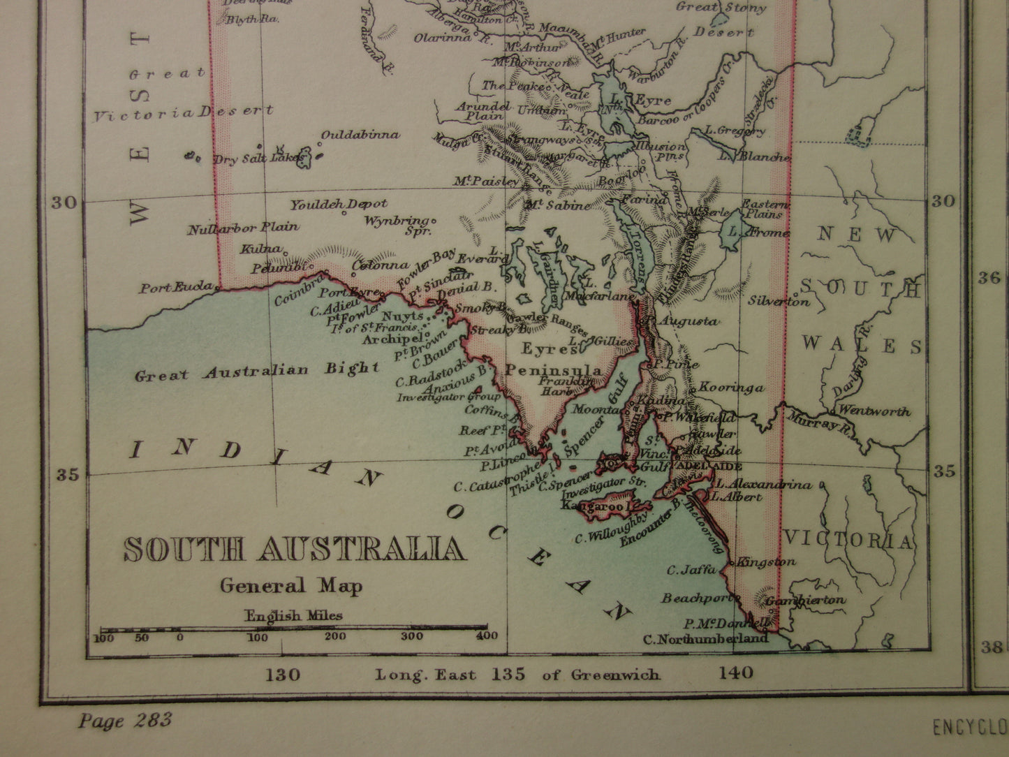 AUSTRALIE oude kaart van Northern Territory en South Australia 1887 originele antieke Engelse landkaart Zuid-Australië