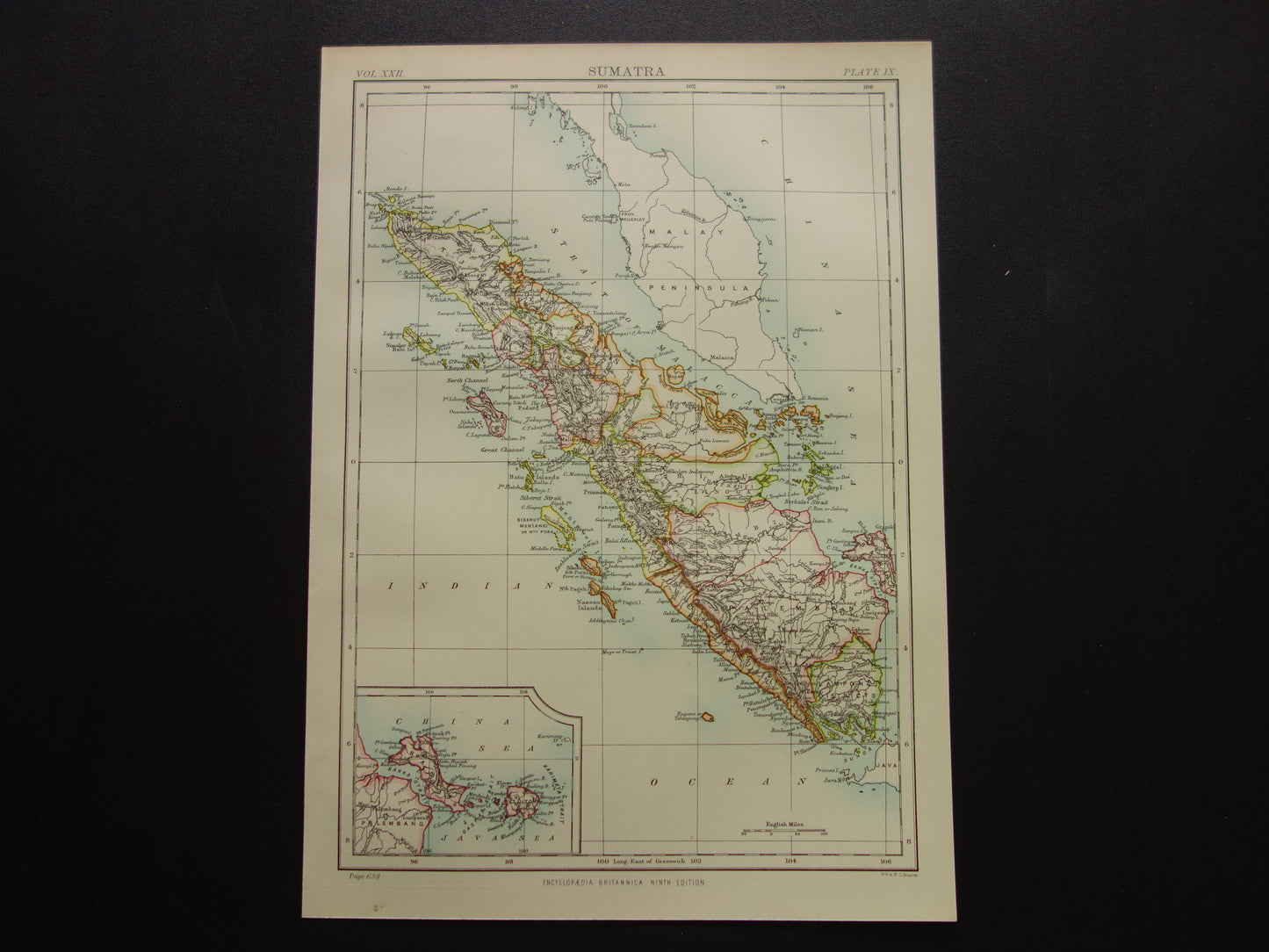 Antieke landkaart van Sumatra uit 1887 te koop