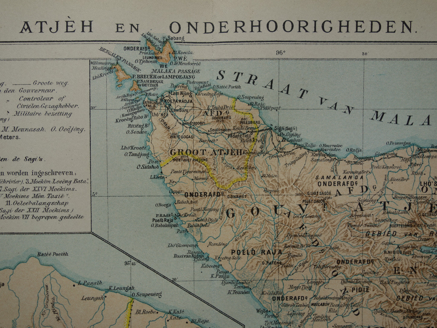 Oude landkaarten van Indonesie Sumatra Atjeh Aceh kopen