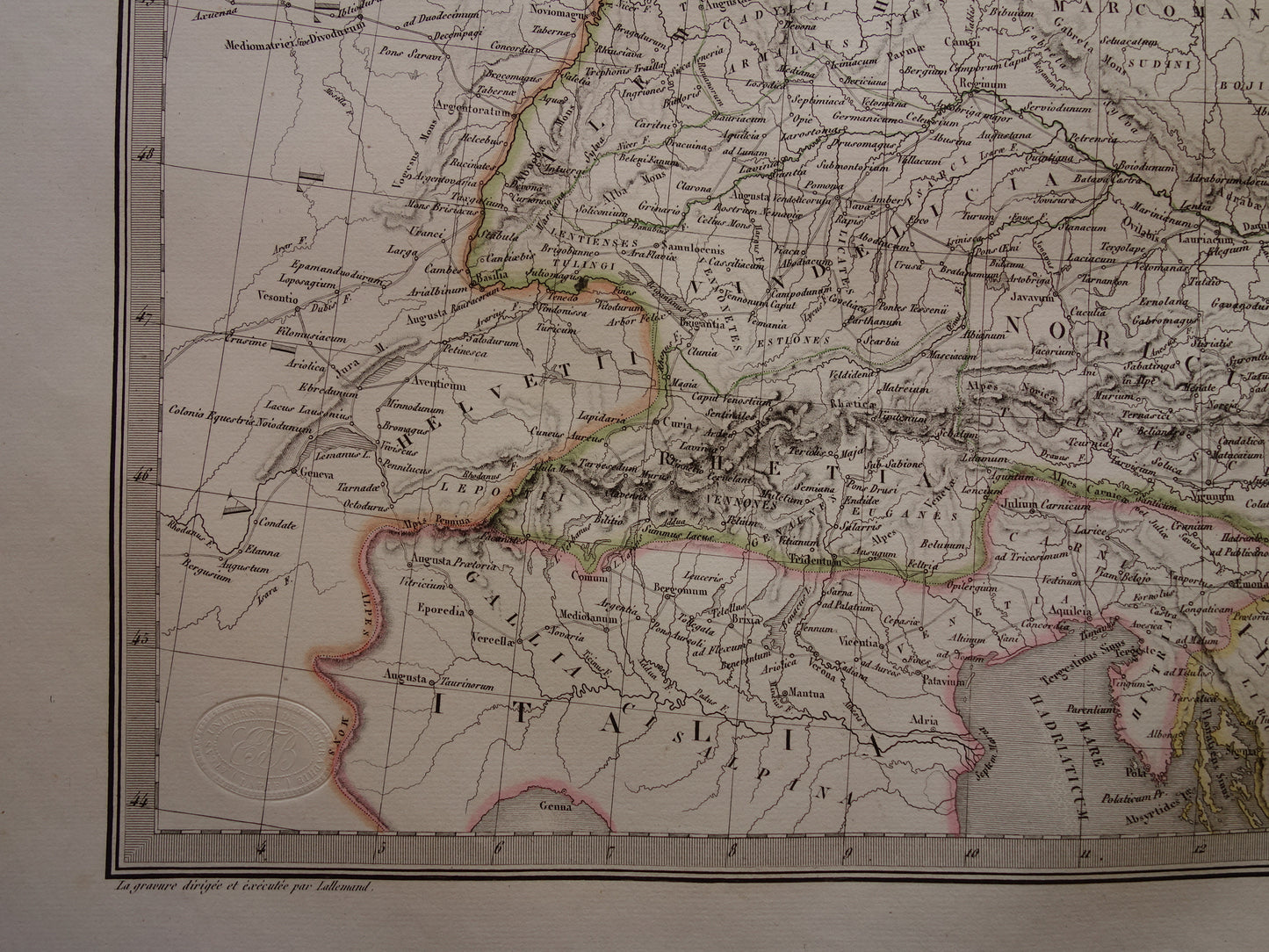 Germanië oude historische landkaart van Duitsland en centraal Europa in klassieke oudheid 1830 originele antieke kaart Dacia Magna Germania