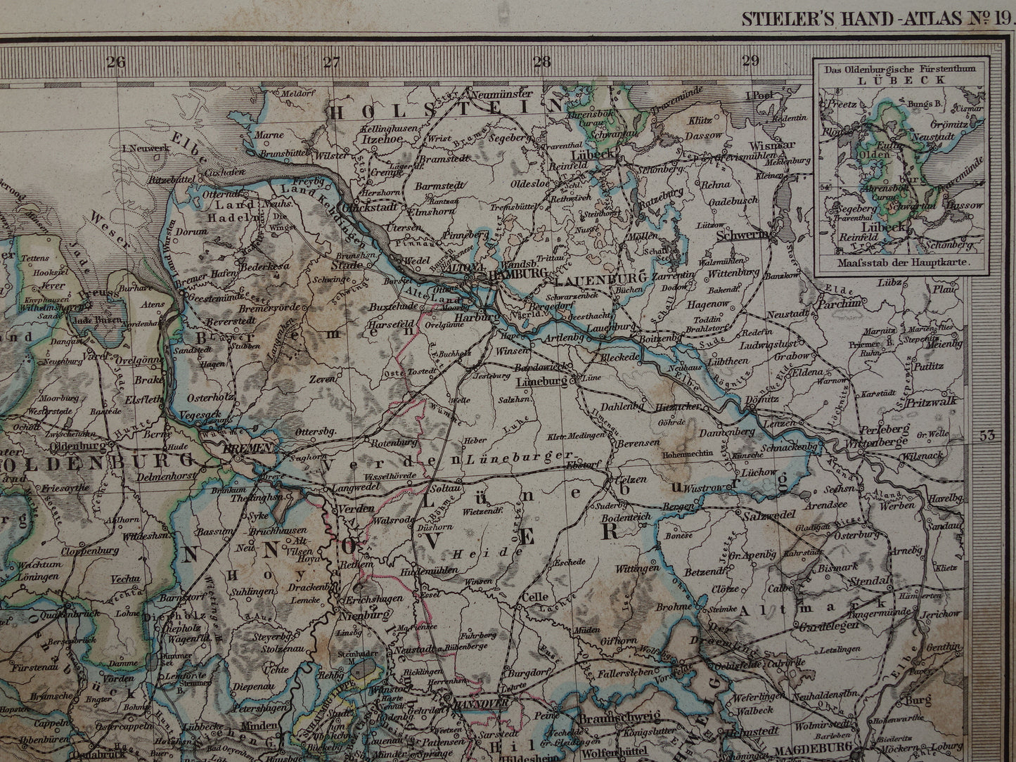 Antieke landkaart van Nederland België en Duitsland originele 145+ jaar oude kaart Holland vintage kaarten