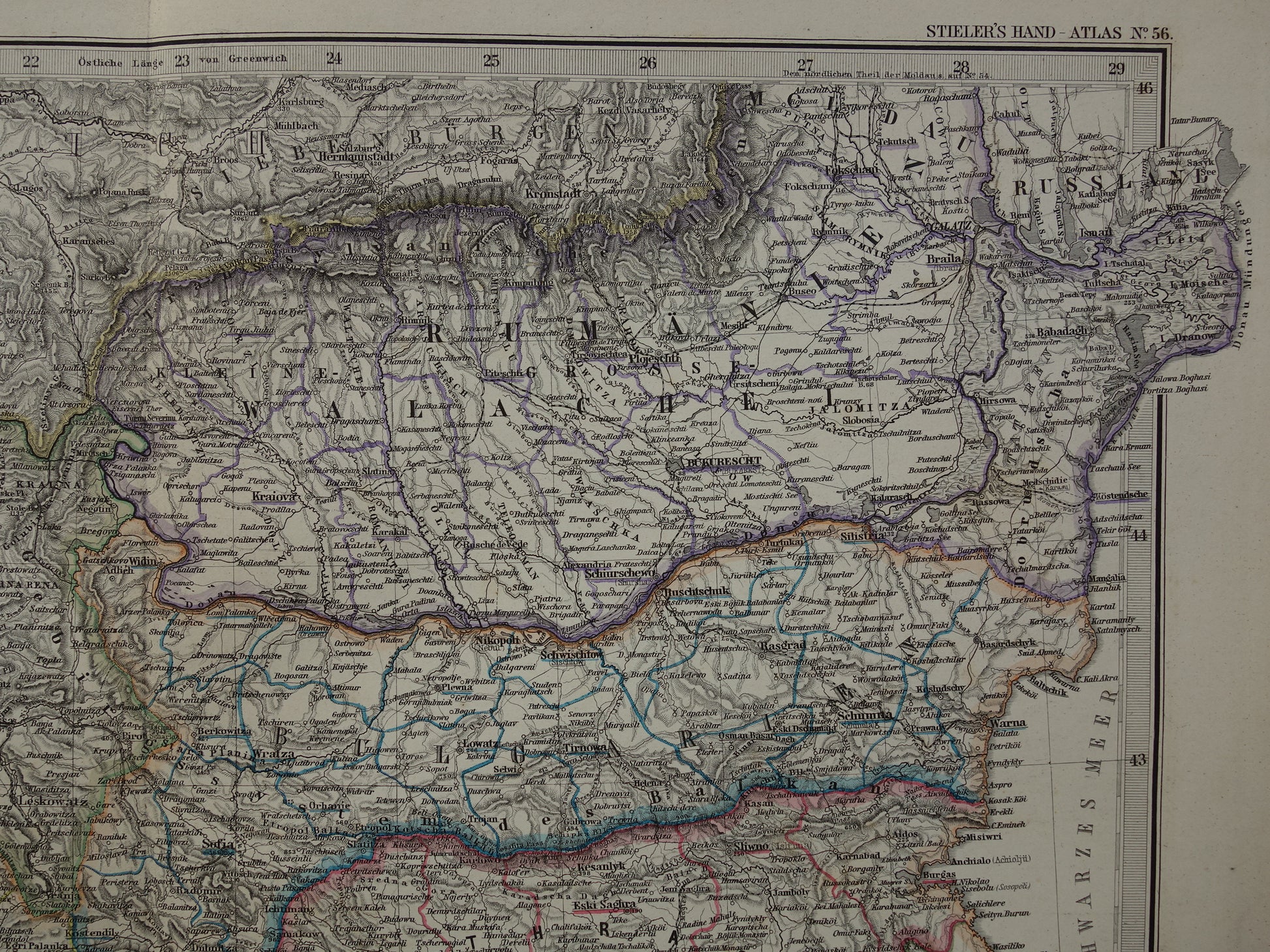 oude kaarten van vorstendom Bulgarije 1886 jaar landkaart