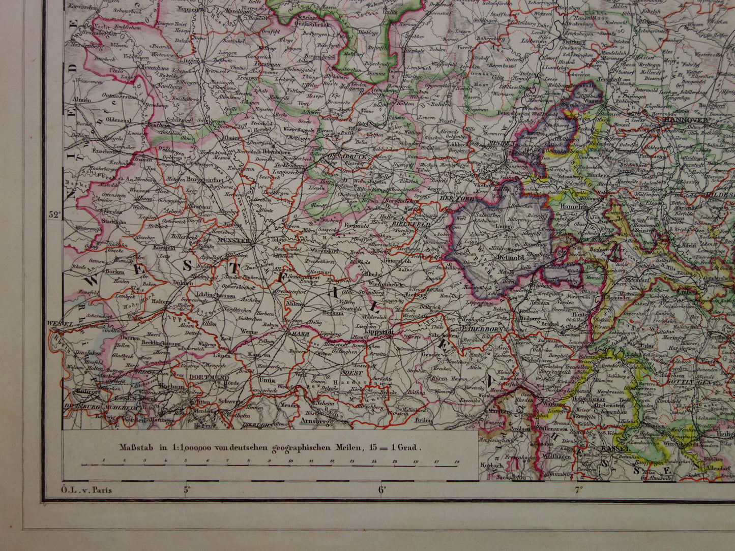 DUITSLAND Grote oude landkaart van noord Duitsland in 1874 originele antieke kaart Berlijn Hamburg Bremen met jaartal te koop