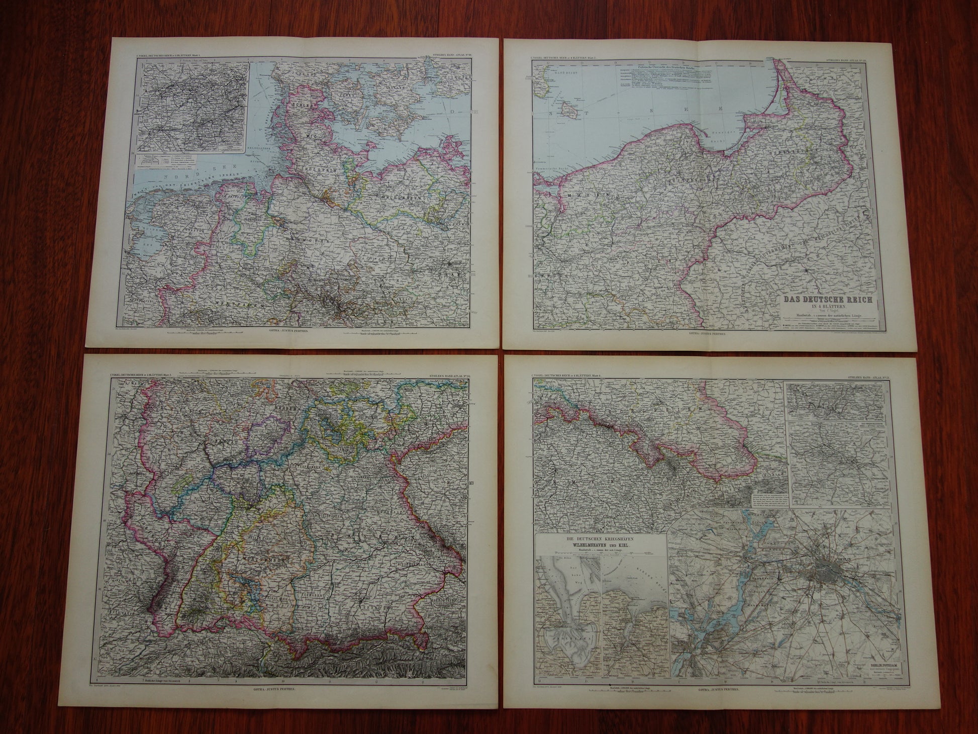 Grote antieke kaart van DUITSLAND landkaart van het Duitse Rijk in 1877 originele 145+ jaar oude kaarten Berlijn Pruissen Polen XXL Zeer Groot
