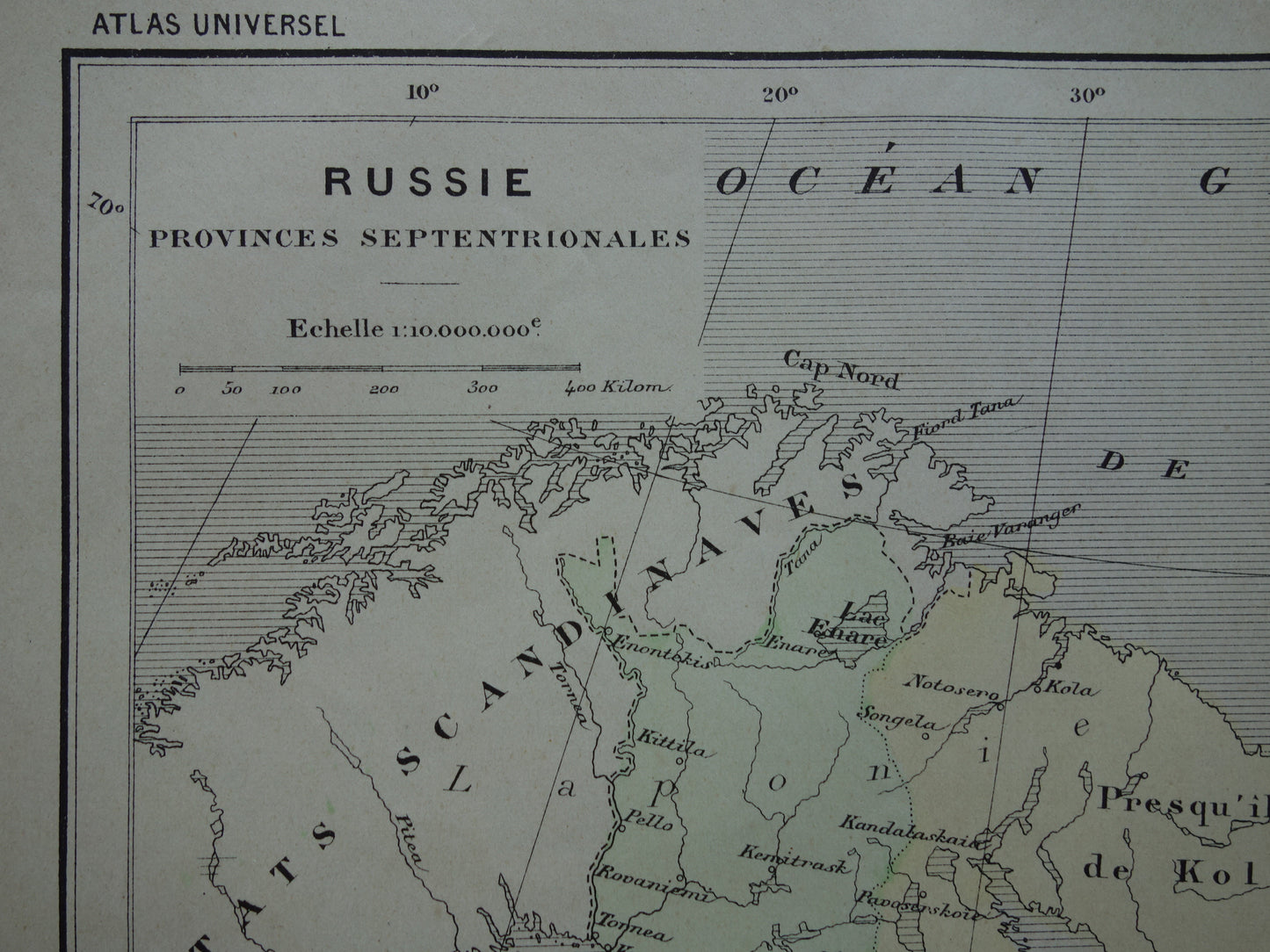 RUSLAND Oude kaart van Barentszzee uit het jaar 1896 historische landkaart noord-Rusland oude vintage kaarten