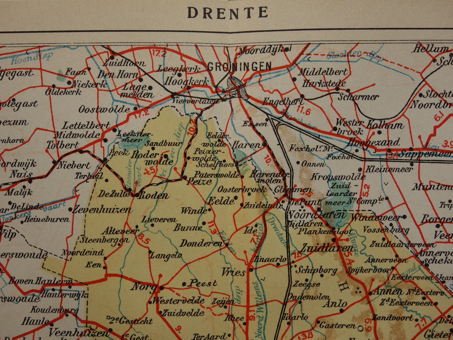 provincie drenthe in 1934 oude kaart landkaart