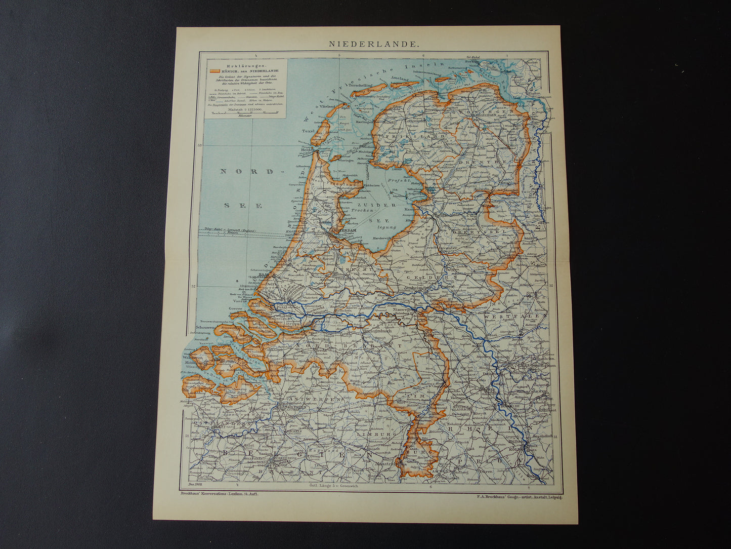 kaart van Nederland in het jaar 1908