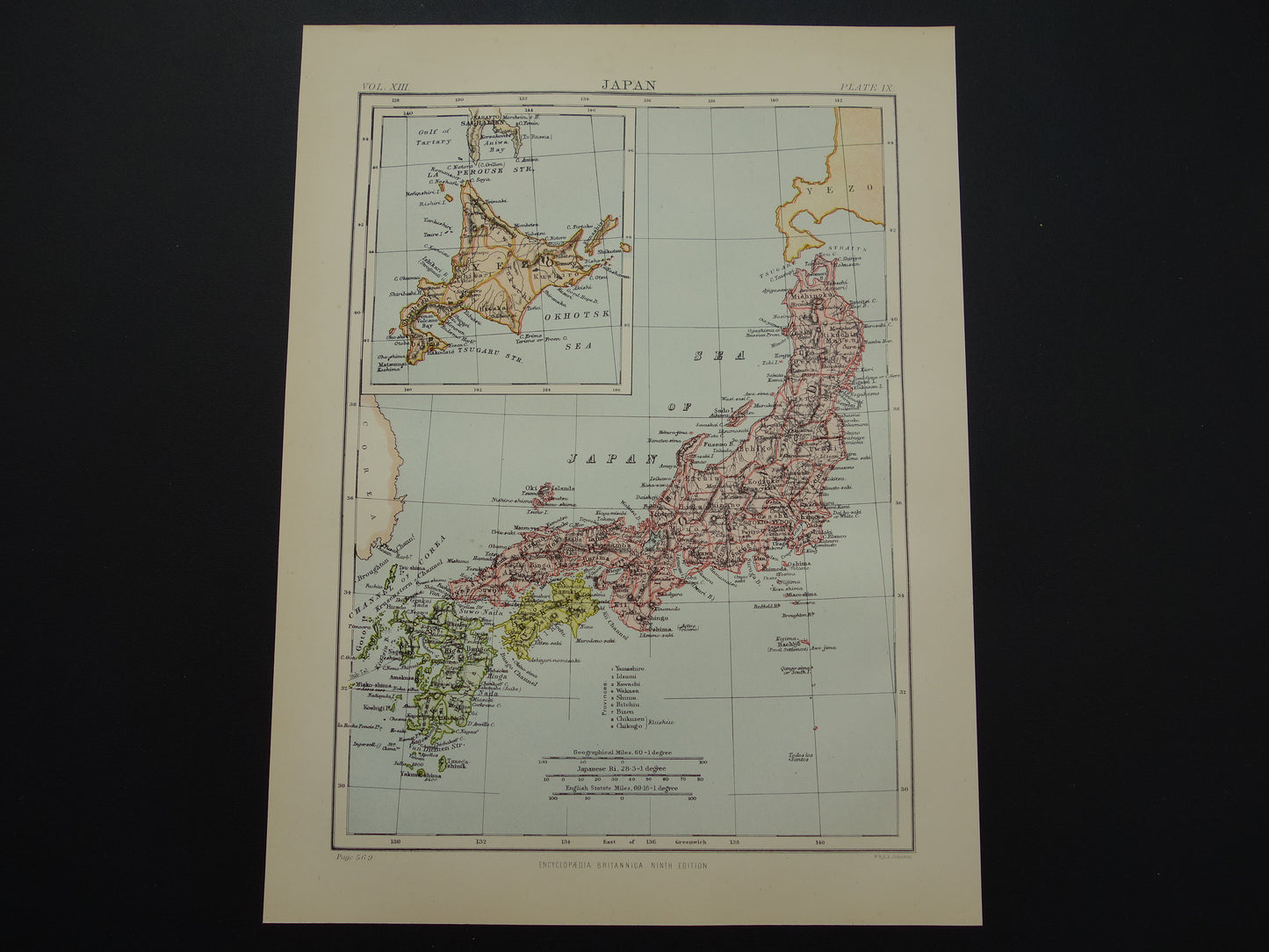 JAPAN oude landkaart van Japan uit 1880 originele vintage kaart Tokio Hokkaido