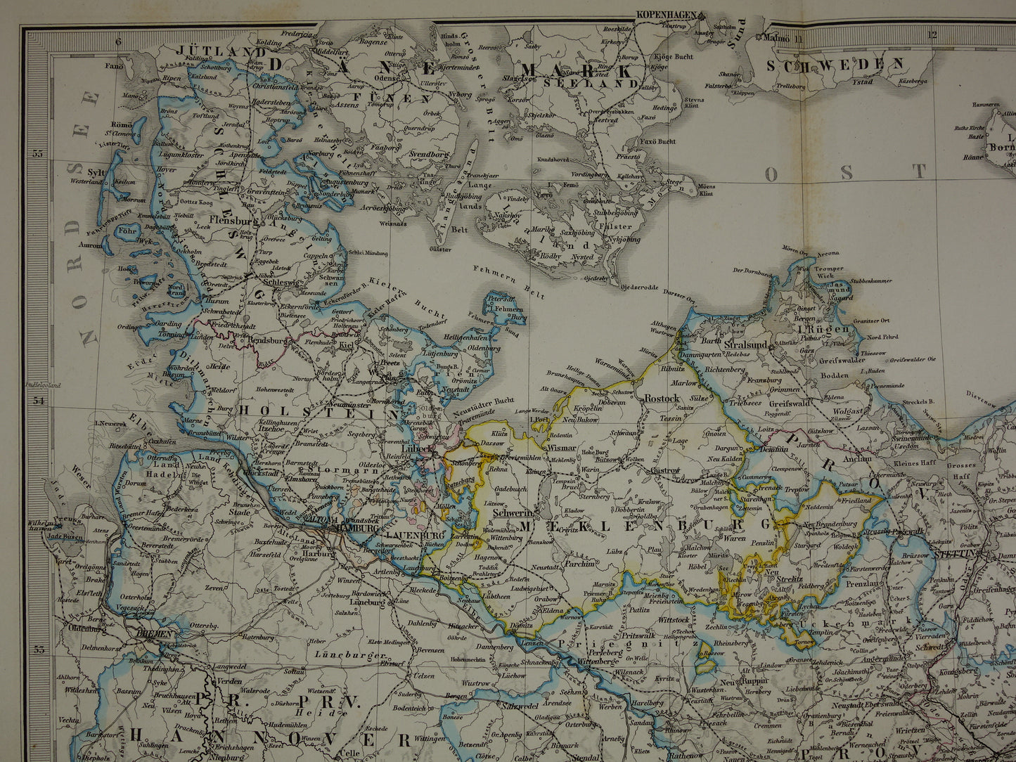 DUITSLAND Oude landkaart van noord-Duitsland uit 1872 originele 150+ jaar oude antieke kaart Berlijn Brandenburg