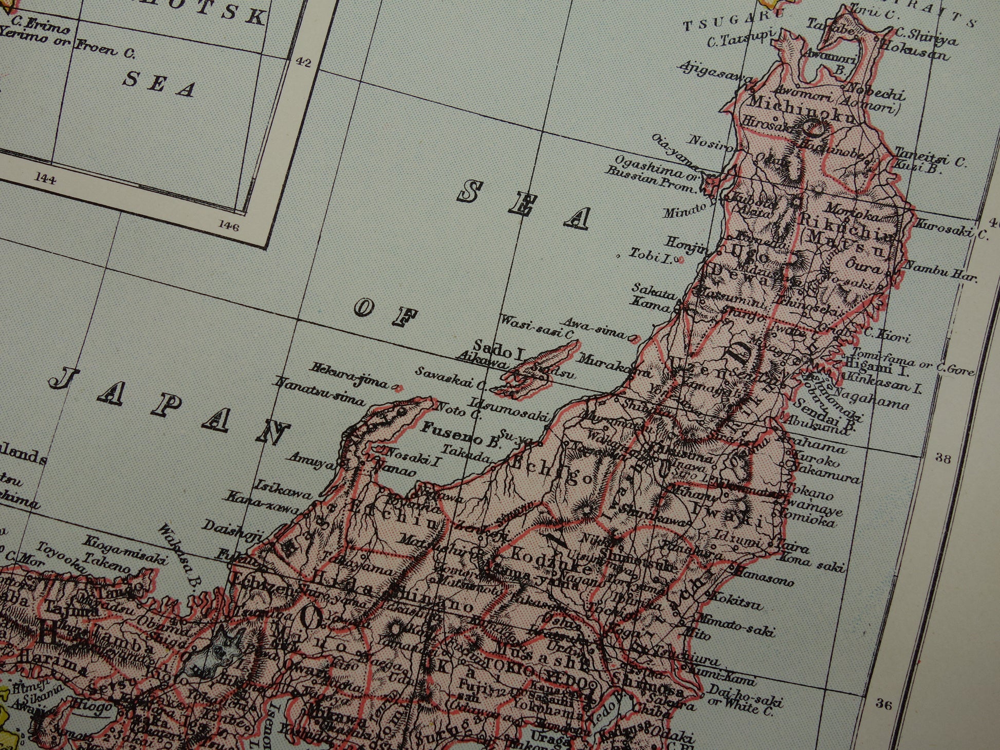 oude historische originele antieke landkaart van Japan Hokkaido kopen winkel