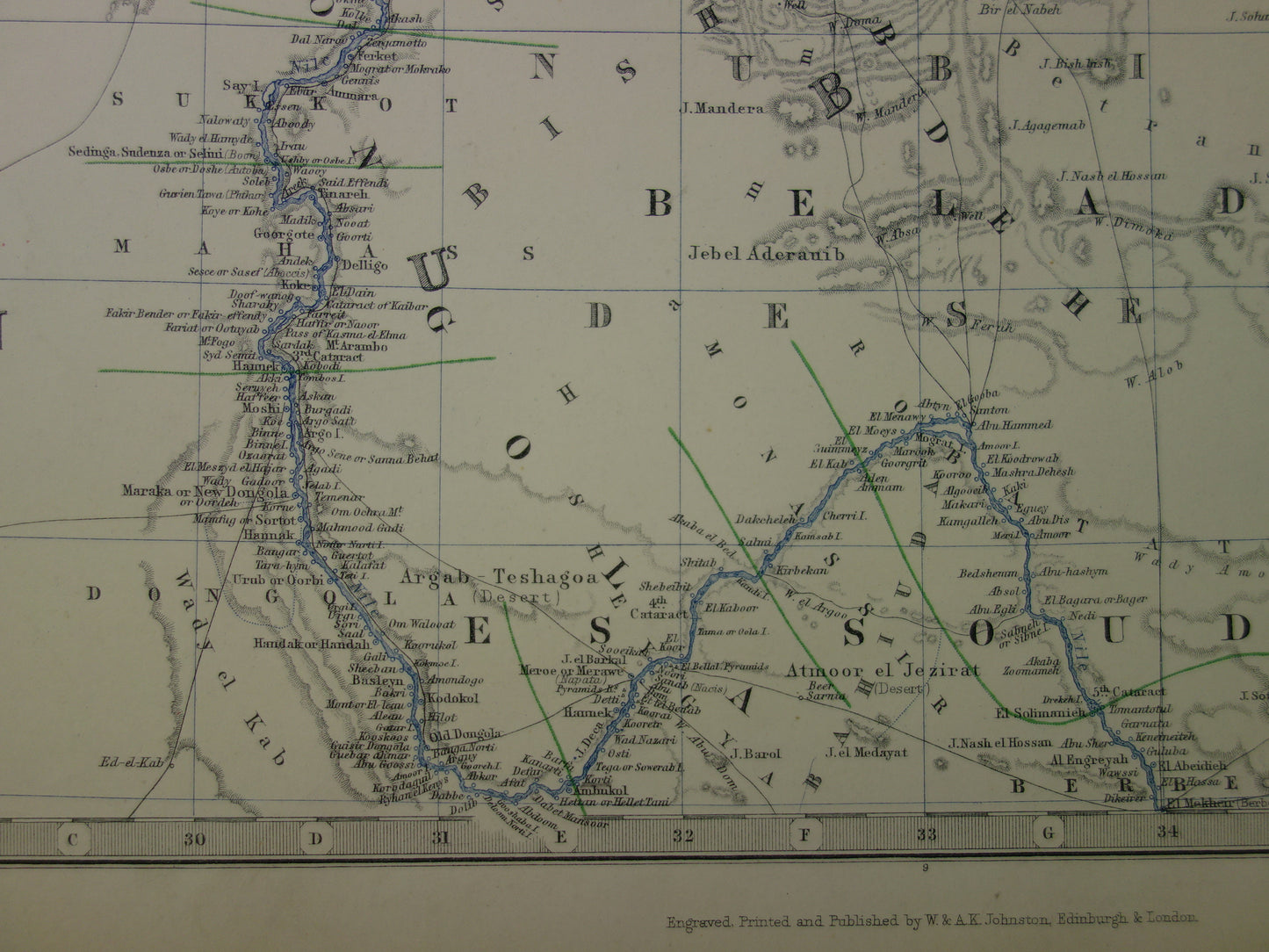 EGYPTE oude kaart van Egypte uit 1878 Grote originele antieke Engelse kaart Sinaï Sudan