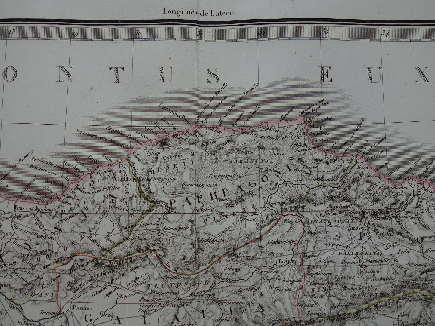 Turkije grote oude landkaart van Asia Minor in Klassieke Oudheid originele antieke kaart uit 1831