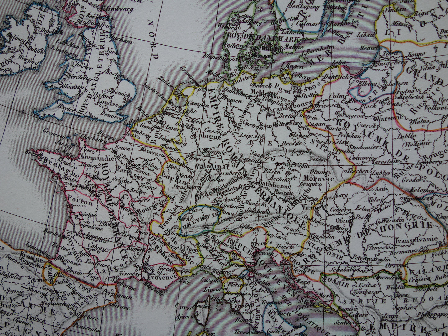 Geschiedenis van Europa antieke kaarten val van het Romeinse rijk - Karel de Grote 800 - Keizer Karel 5 1500 - originele oude landkaart