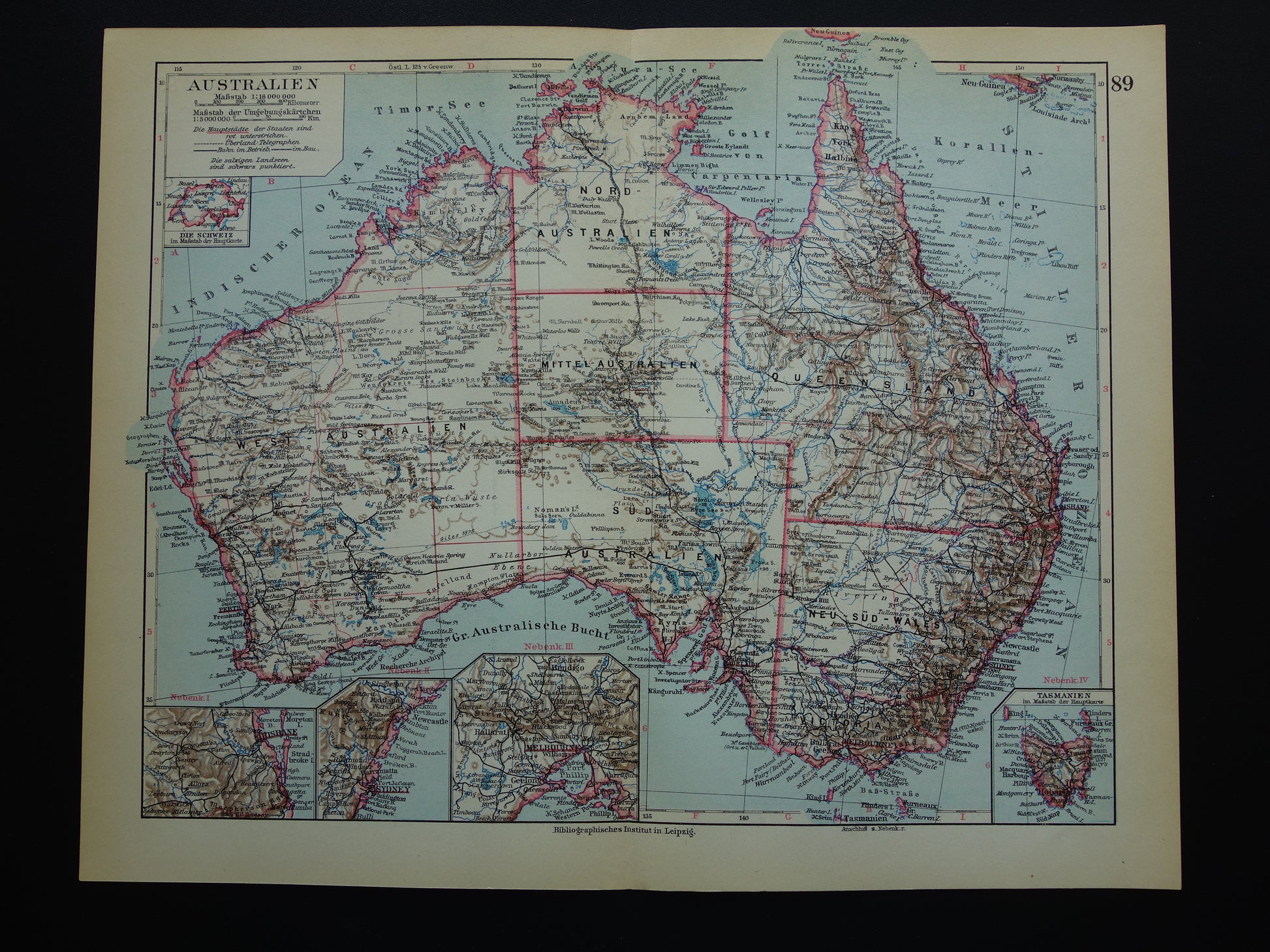 vintage landkaarten australie kopen oude kaart
