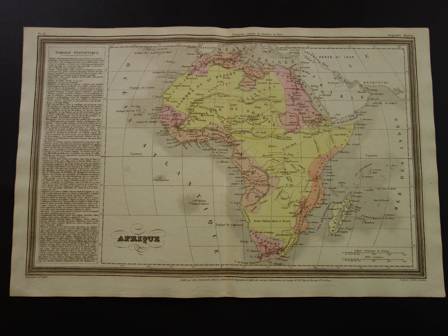 Antieke kaart van AFRIKA 180+ jaar oude Franse handgekleurde landkaart Afrika Continent 1838