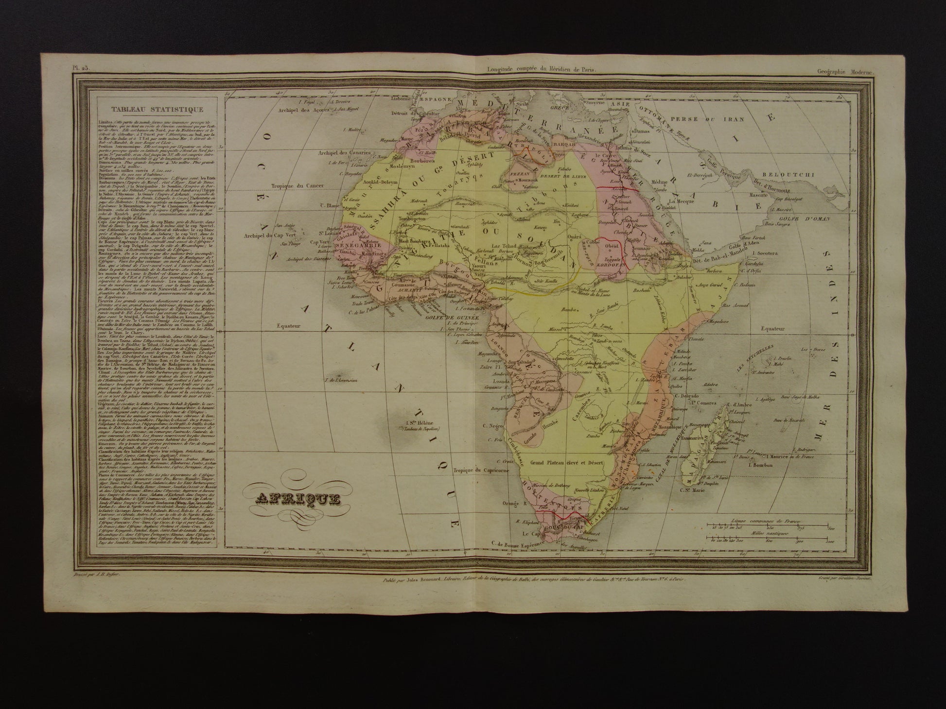 Oude landkaart van Afrika uit 1838