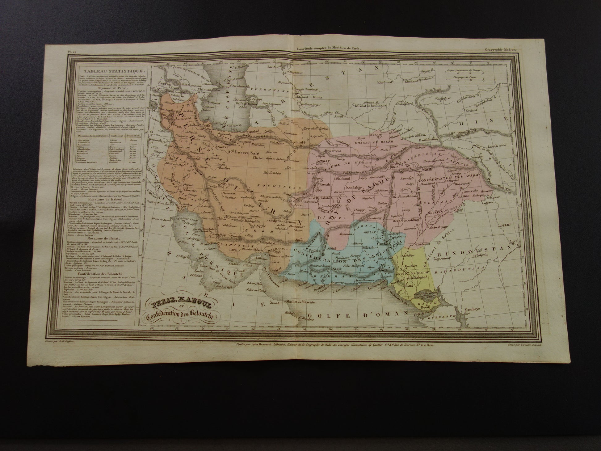 Antieke kaart van IRAN 180+ jaar oude landkaart Perzië 1838
