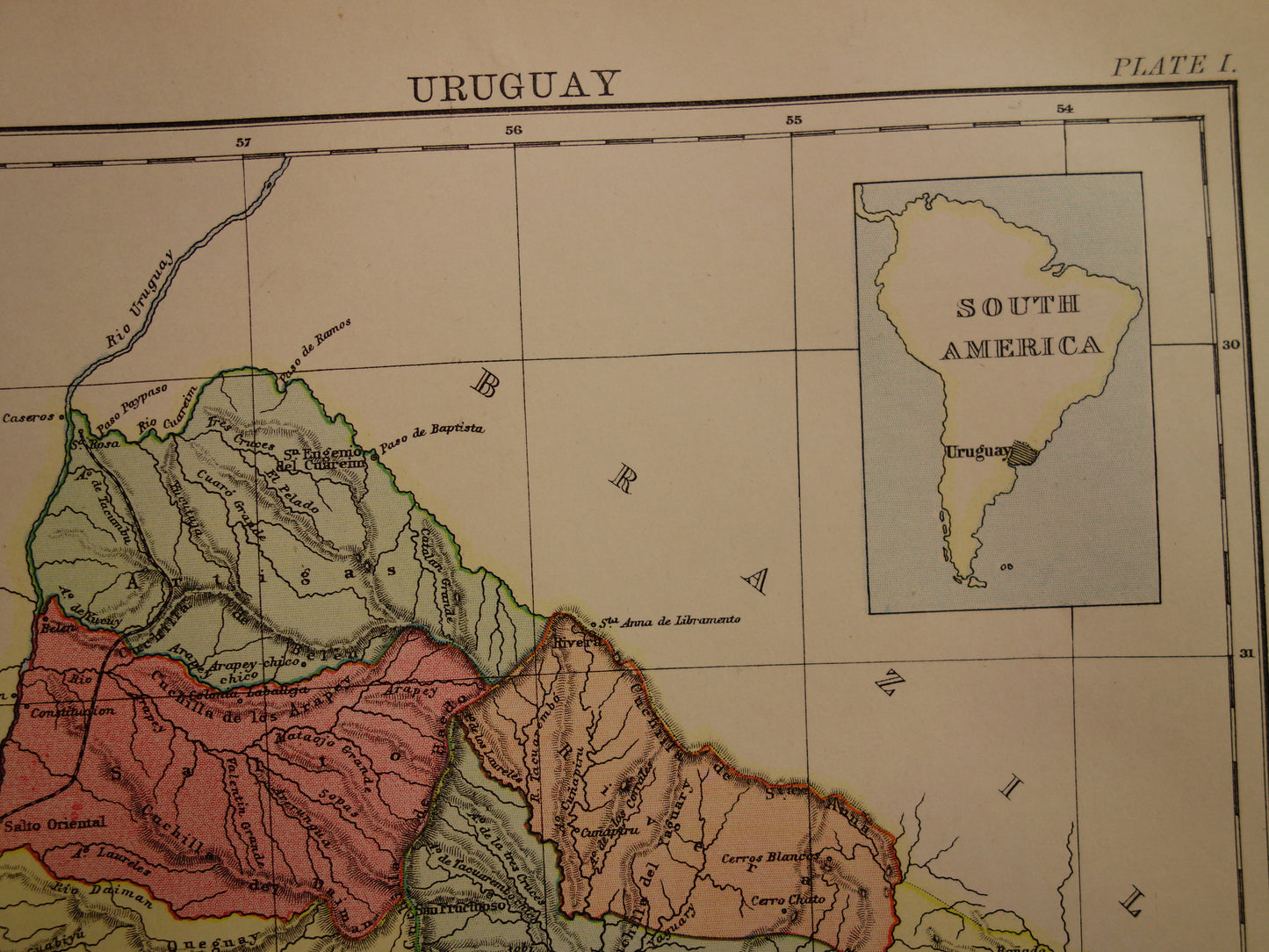 oude kaart van Uruguay kopen