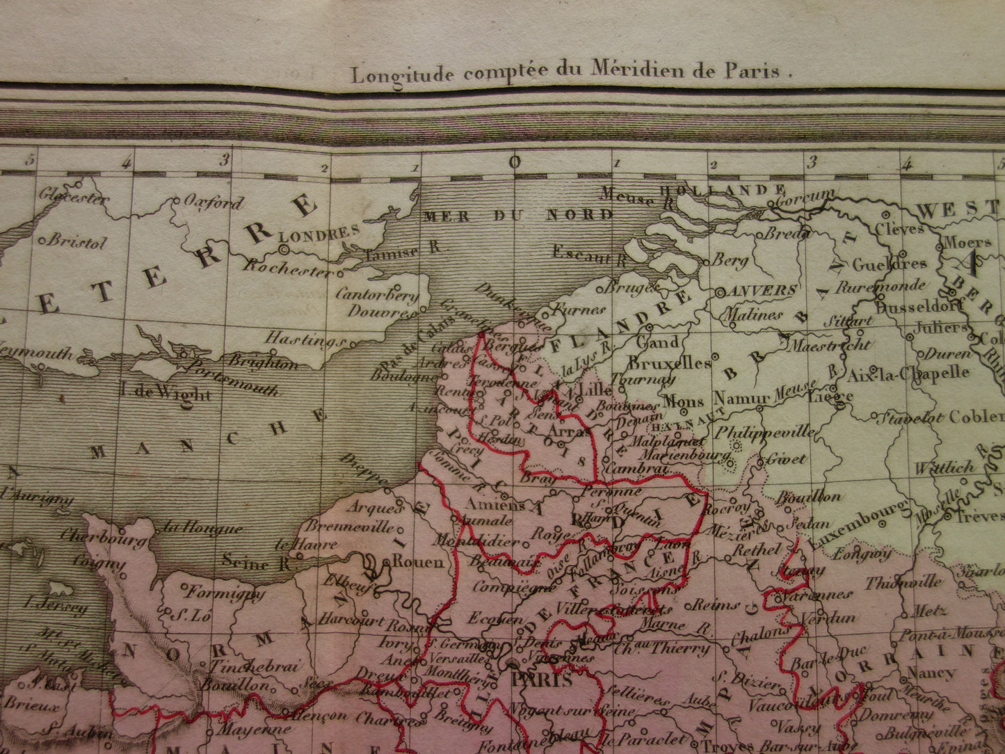 Antieke kaart van FRANKRIJK 180+ jaar oude Franse handgekleurde landkaart 1838