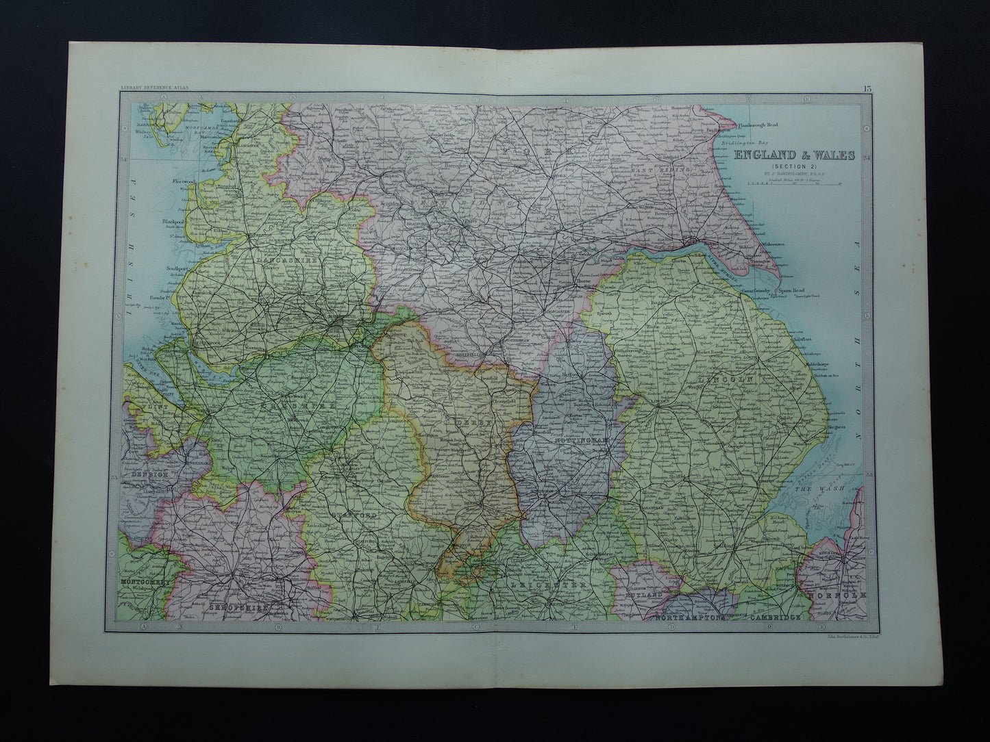 ENGELAND Oude kaart van Lincoln York Lancashire 1890 originele oude antieke Engelse landkaart