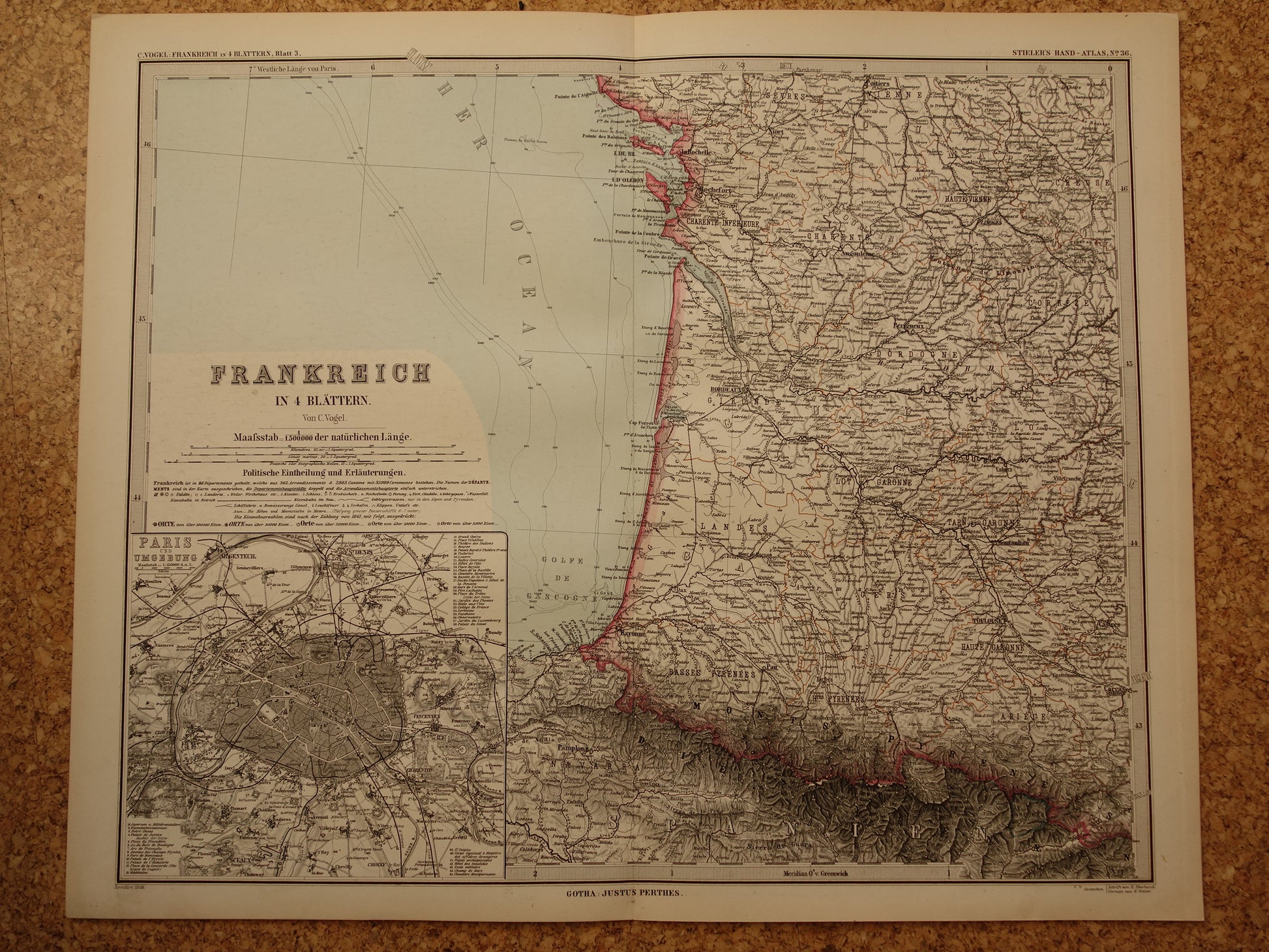 Frankrijk in het jaar 1886 kaart landkaart
