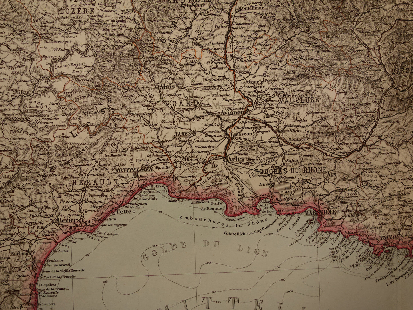 Grote oude landkaart van Frankrijk 1886 originele antieke kaart 74 x 92 cm met jaartal vintage landkaarten