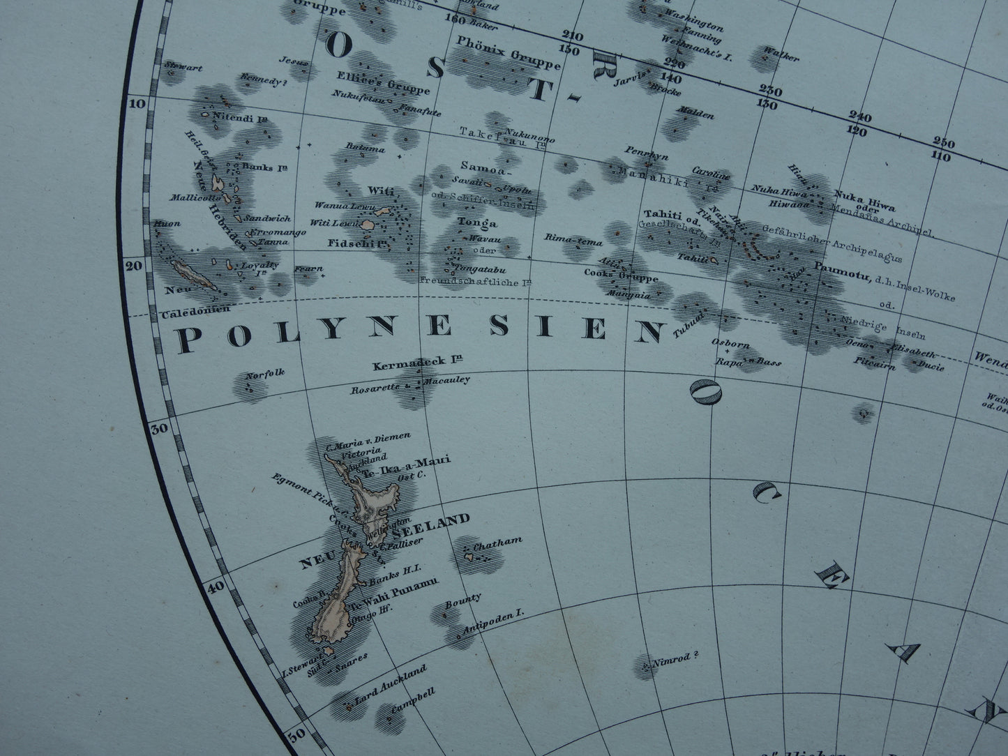 Wereldkaart antieke kaart van Westelijk en Oostelijk Halfrond originele 140+ jaar oude landkaart van de wereld in twee delen