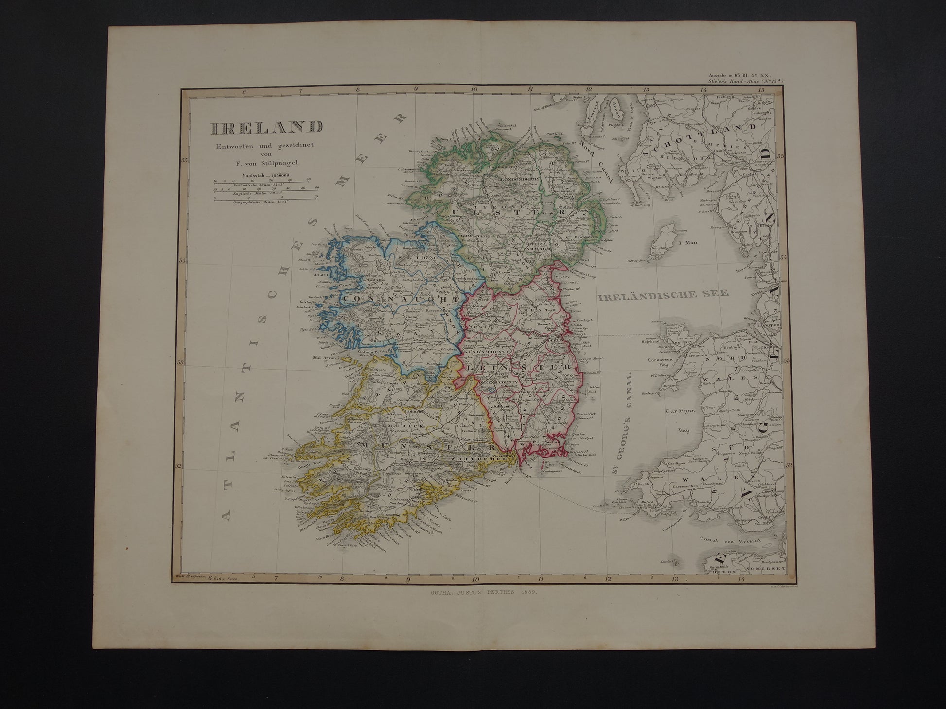 antieke landkaart van ierland te koop