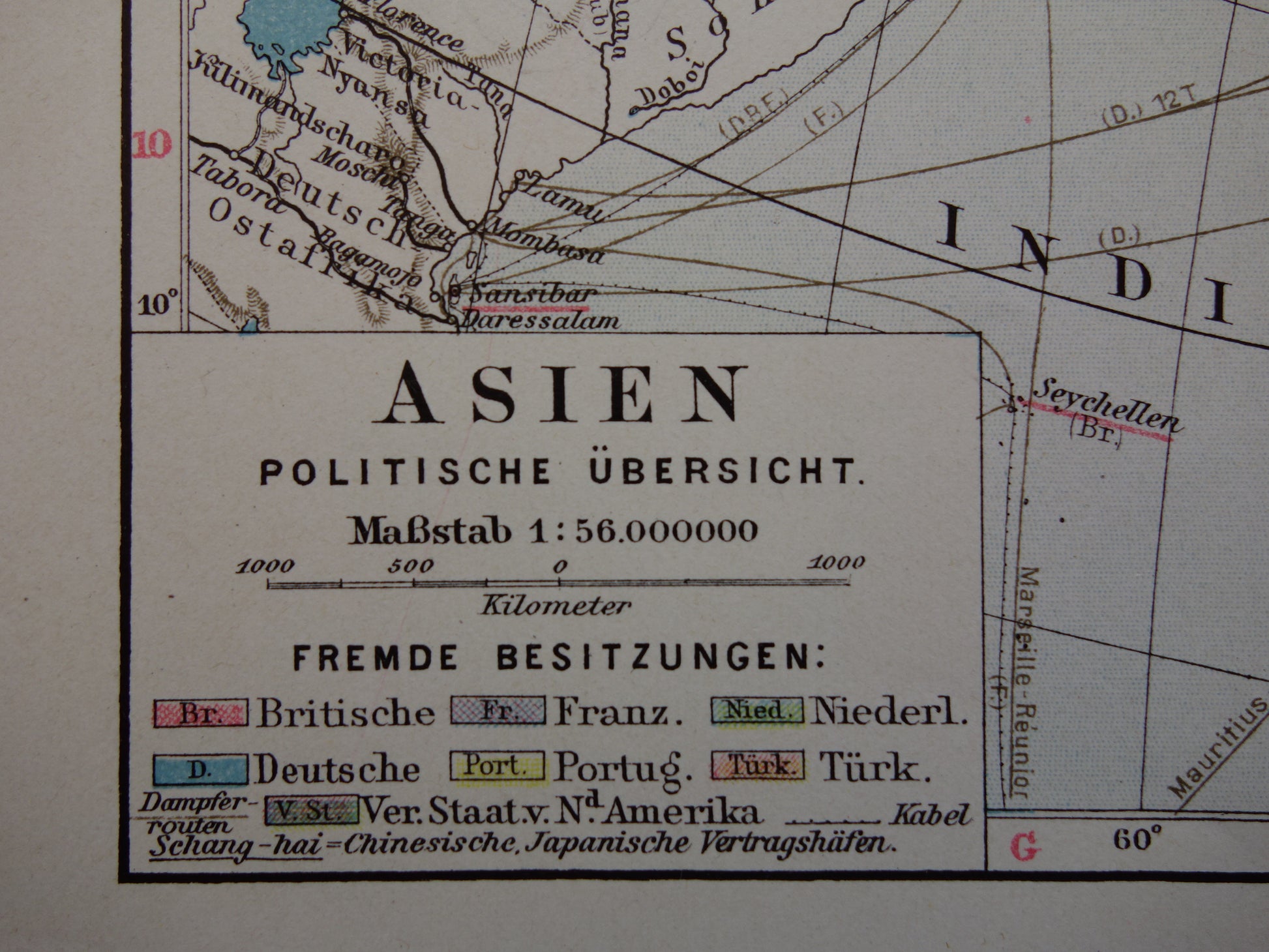 Azie in het jaar 1913 kaart landkaart