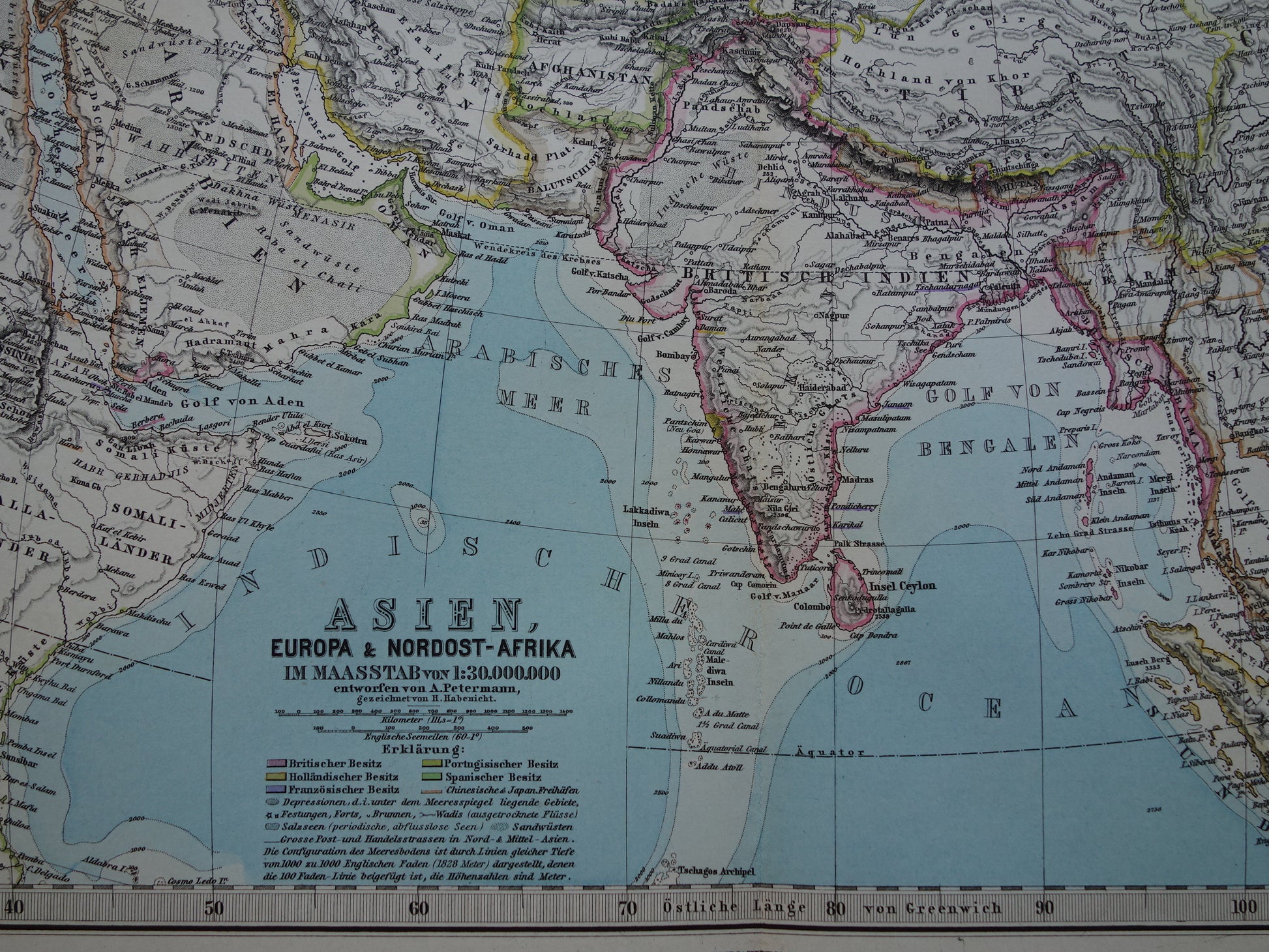 Azie in het jaar 1885 landkaart kaart