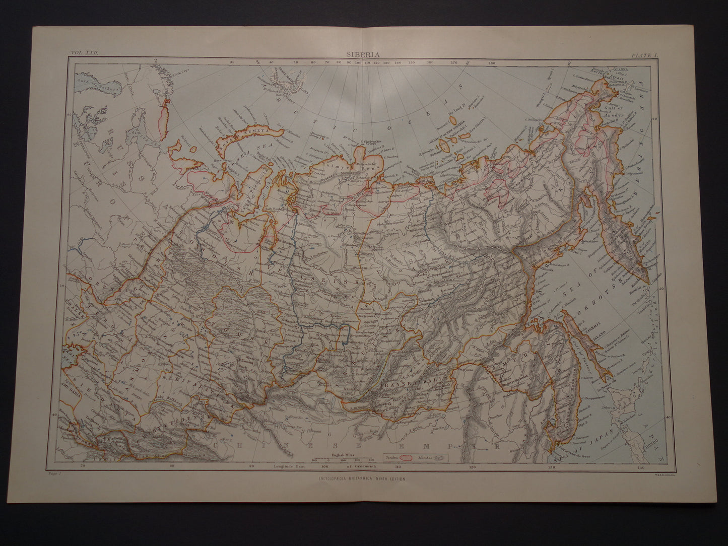 Antieke kaart Aziatisch Rusland 1887 Siberie