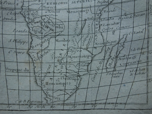 AFRIKA oude kaart uit 1793 originele antieke Franse kleine landkaart continent